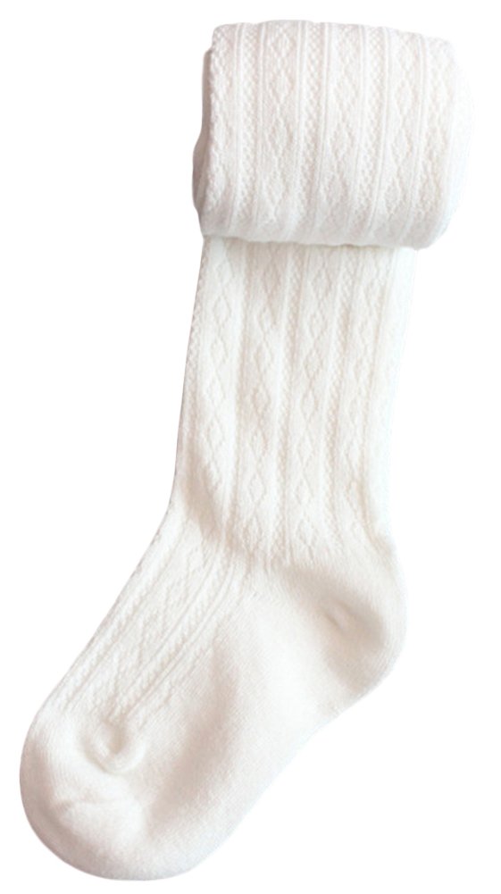 Little Girls' Solid Knitted Footed Tights - Soft Cotton Stockings & Leggings for Toddlers - Perfect for Winter, Playtime & Dress-Up Outfits
