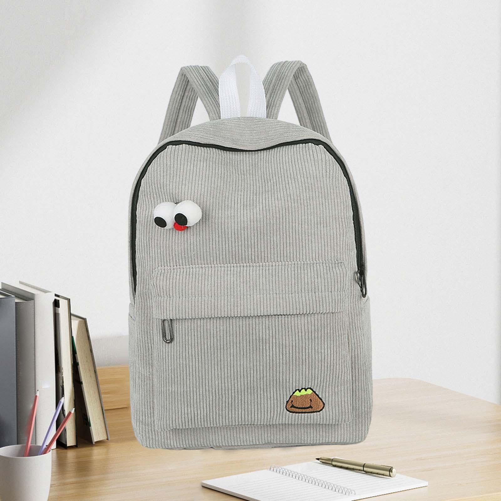 MYADDICTION Stylish Corduroy Backpack for Women & Men - Durable Small Shoulder Bag for Work, Hiking & Travel - Trendy Grey Unisex Backpack for Daily Commute, College & Outdoor Adventures