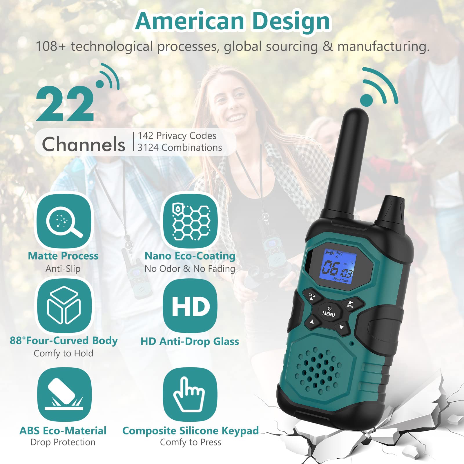 Long Range Walkie Talkies for Adults - Rechargeable 2 Way Radios with USB & NOAA Weather Alerts (3 Pack, 4500mAh Battery) - Perfect for Family Communication, Senior Care, Work, Camping, Hiking & Cruise Adventures
