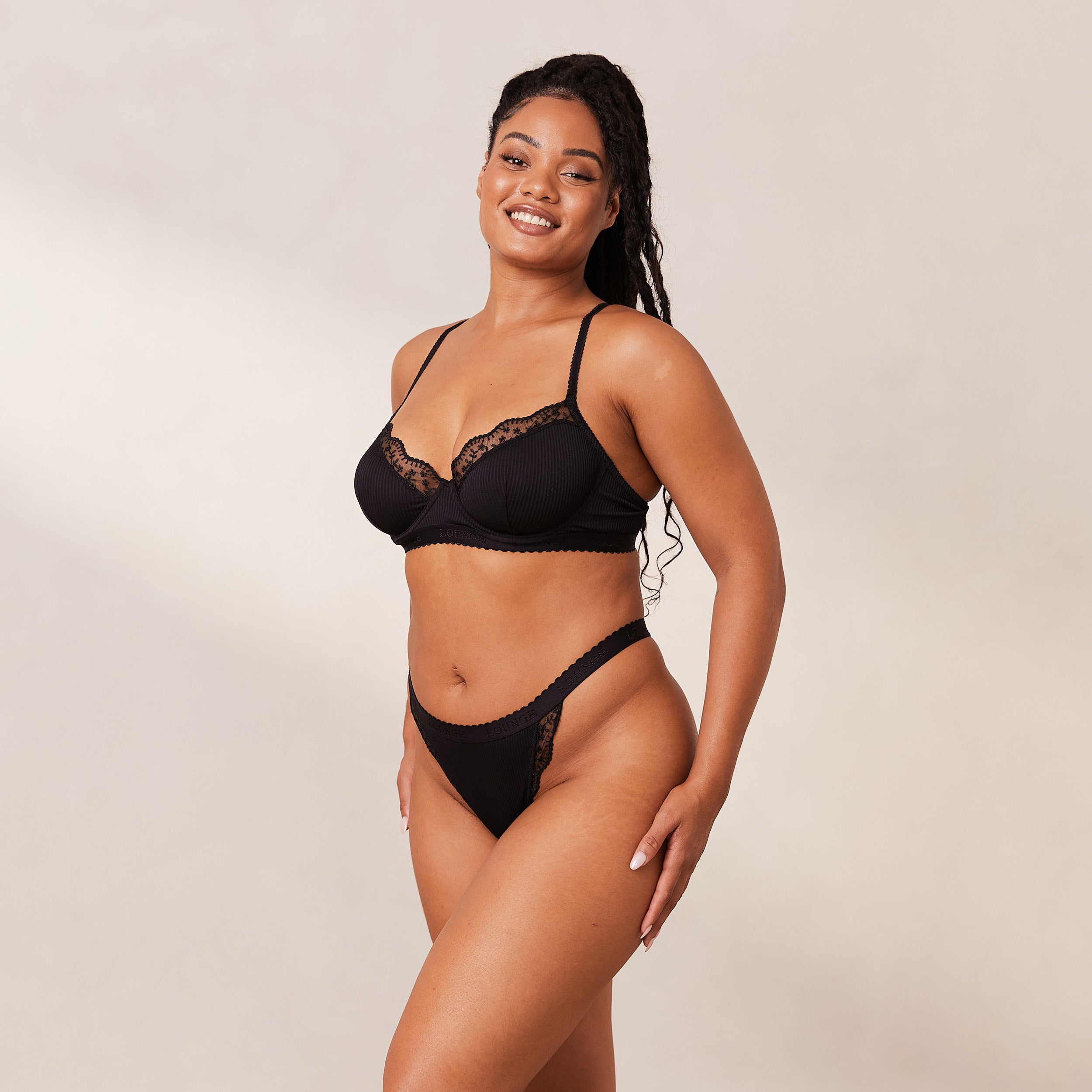 Ribbed Balcony Bra - Black Lace Underwire Push Up Bra for Women | Perfect for Everyday Wear, Date Nights & Special Occasions