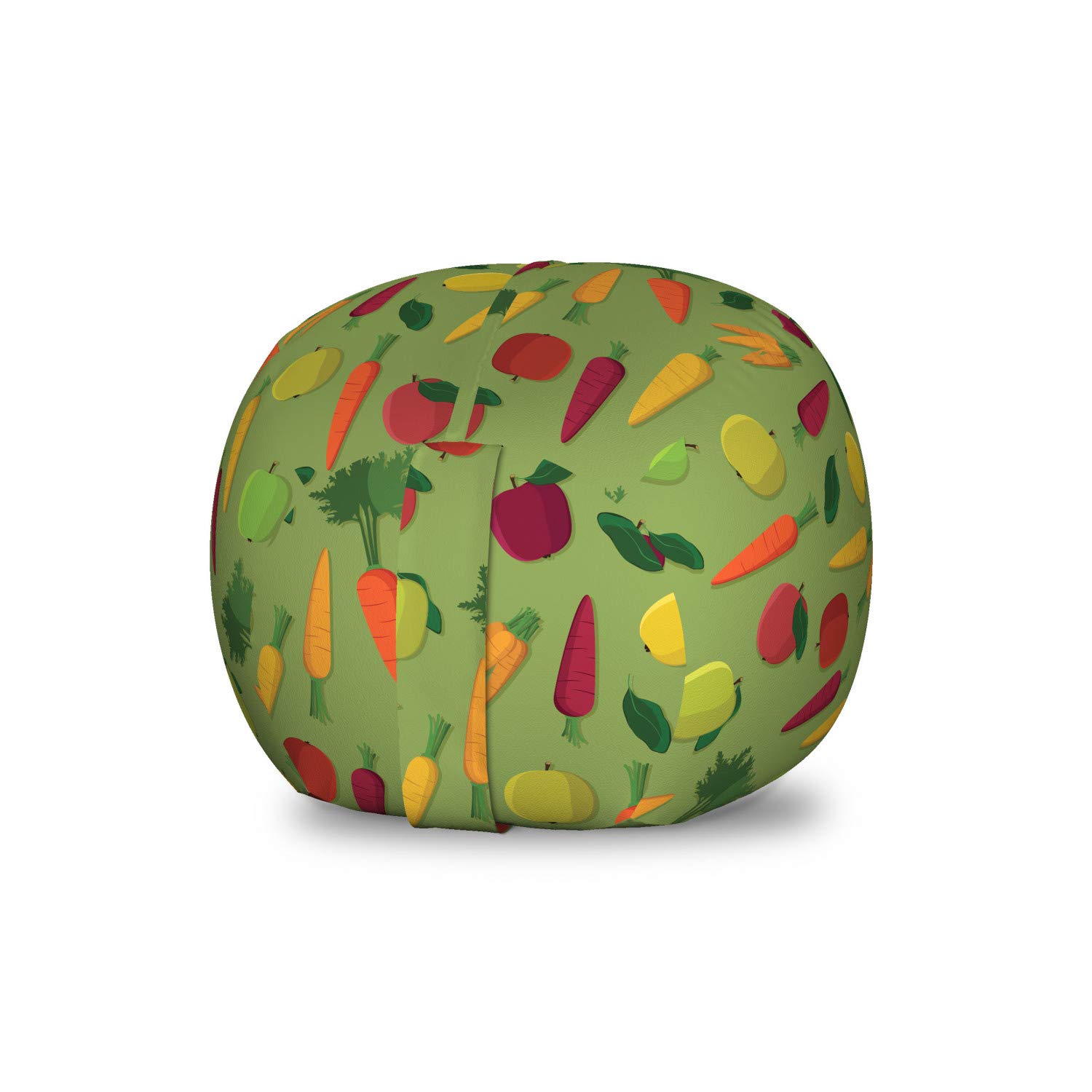 Ambesonne Fruits and Vegetables Toy Storage Bag Chair - Washable Organizer for Stuffed Animals, Small Multicolor - Perfect for Kids' Room, Playroom & Nursery Organization