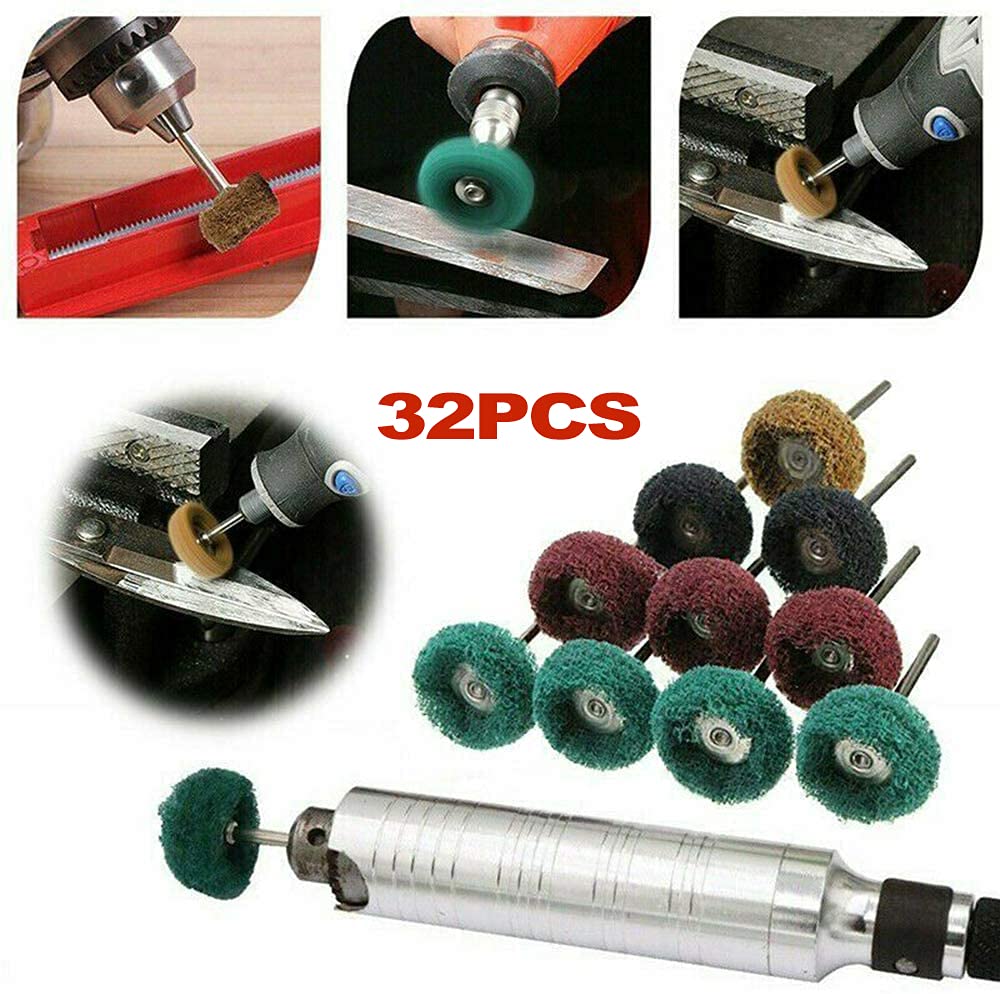 82PCS 1Inch Polishing and Buffing Kit - Professional Wool Fabric Cotton Pads (50PCS) & Abrasive Wheels (32PCS) with 3mm Shank for Rotary Tools - Perfect for Metal Polishing, Jewelry Making, and DIY Crafts