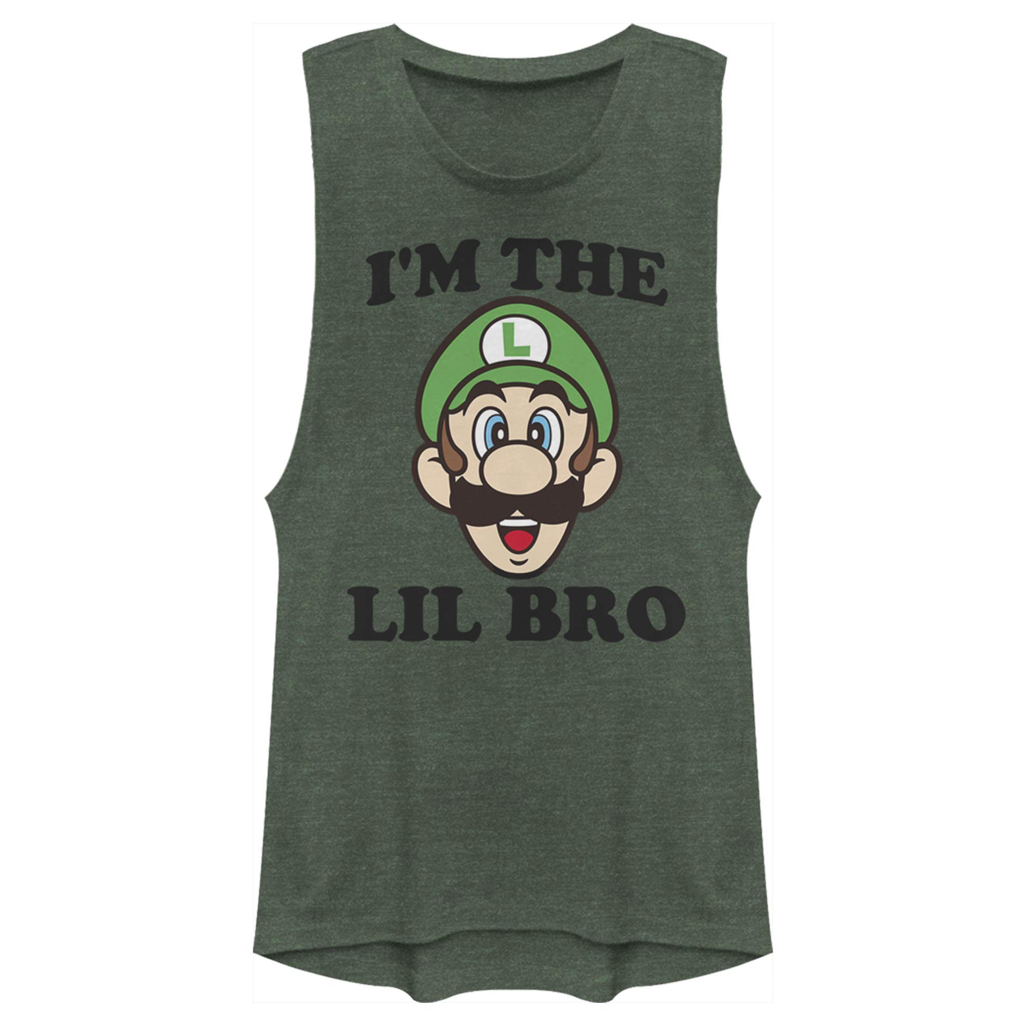 Nintendo Lil Bro Women's Muscle Tank Top - Fifth Sun Official Licensed Graphic Tee - Casual Gaming Outfit for Women