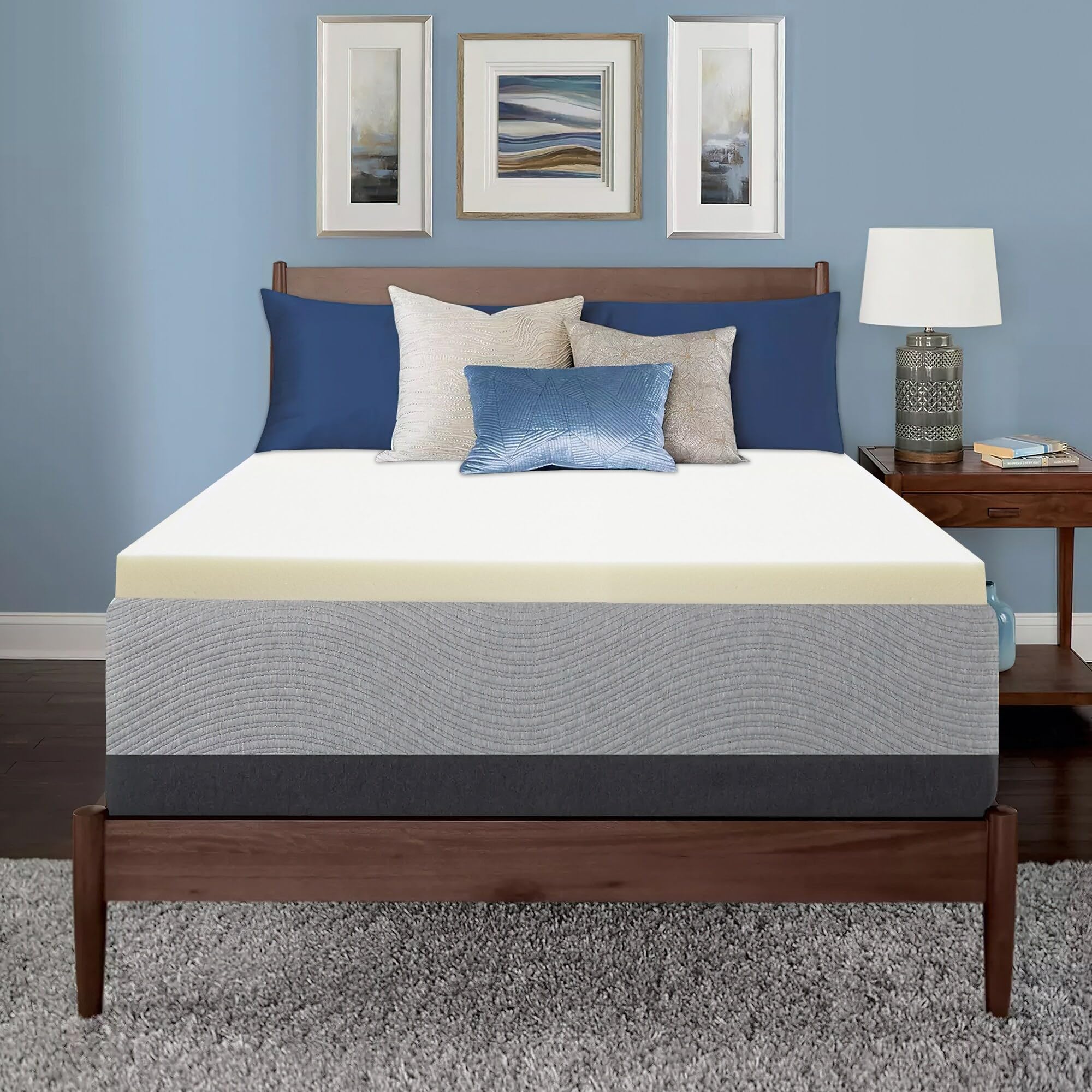 Onetan 2-Inch High Density Gel Memory Foam Mattress Topper for Queen Size Bed - Cooling Pressure Relief & Extra Comfort for Side Sleepers, Back Pain Relief, Guest Room & Dorm Use