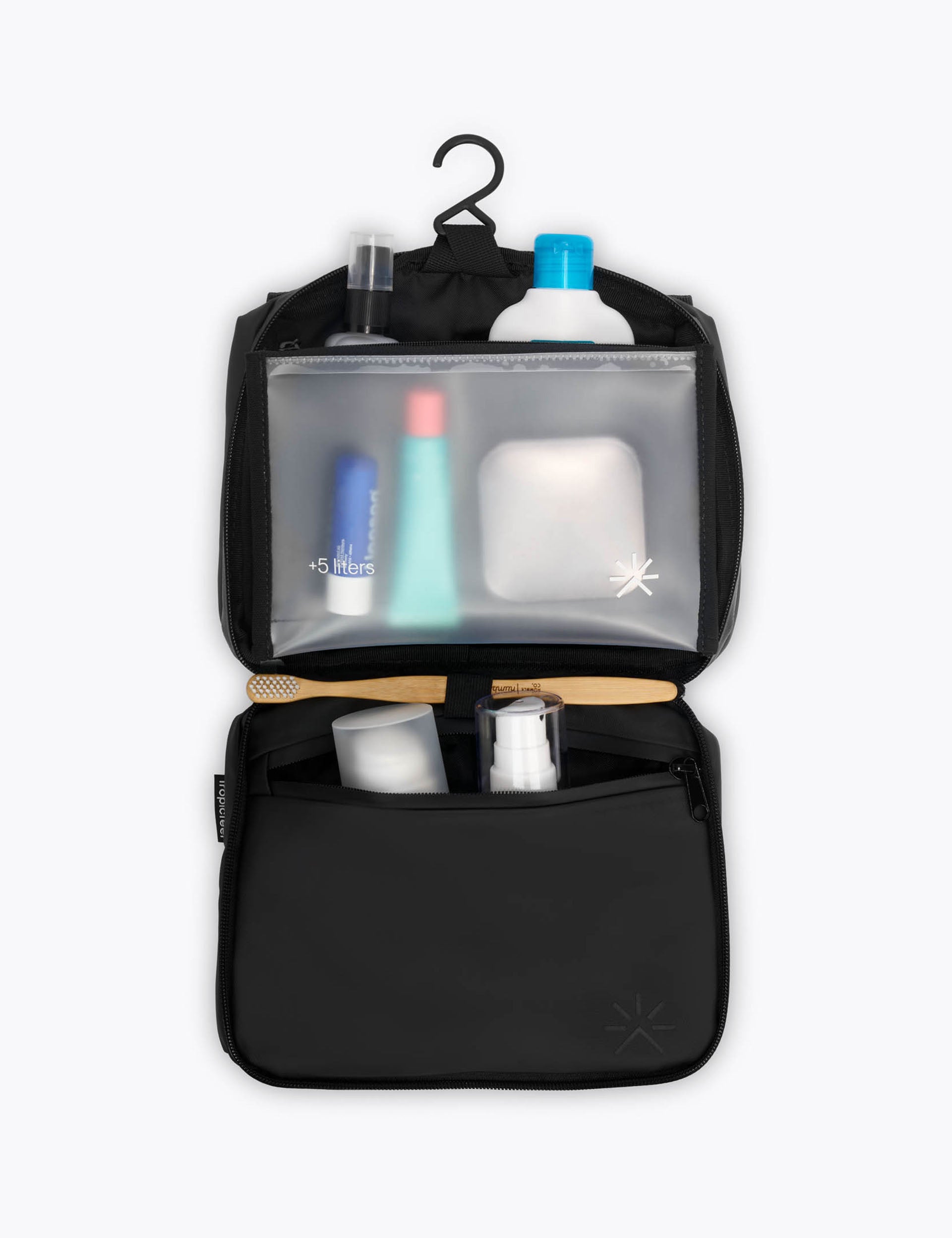 SEE Travel Toiletry Bag - Waterproof Hanging Cosmetic Organizer for Women & Men - Perfect for Airplane, Gym, Camping & Business Trips - Black