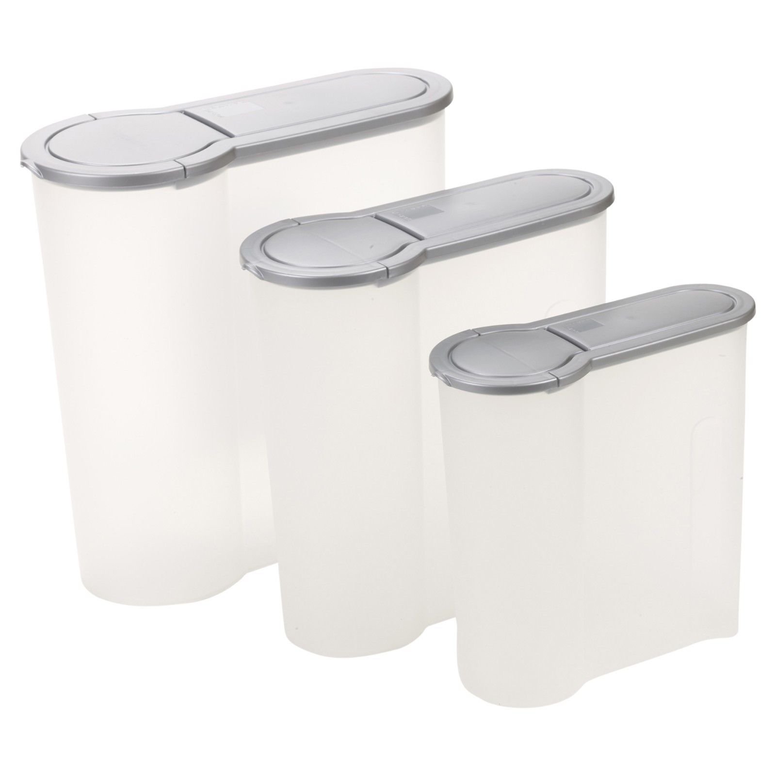 Easygift 3-Piece Cereal Dispenser Set for Dry Food Storage - Airtight Kitchen Organizer for Cereal, Rice, Pasta & Snacks (Grey) - Perfect for Pantry, Countertop & Bulk Food Organization