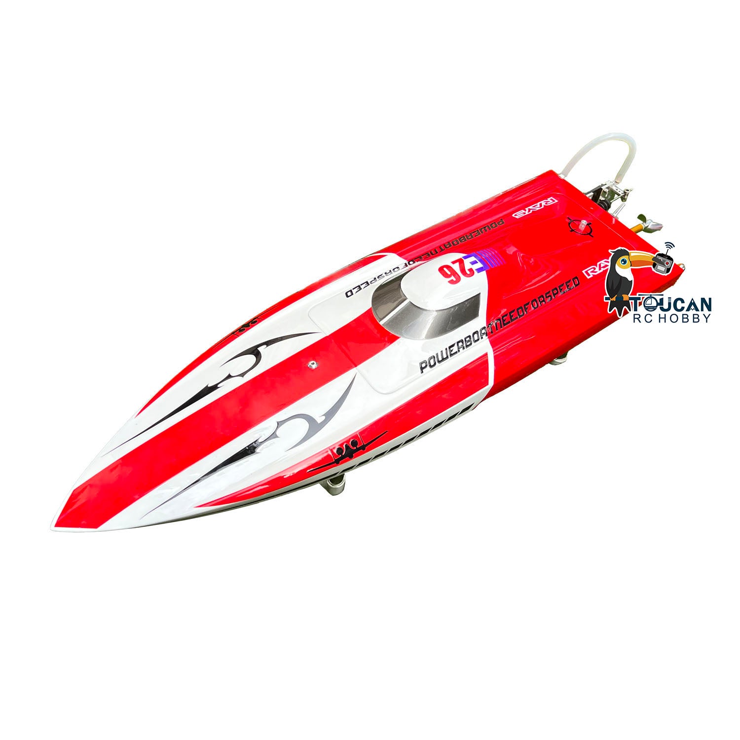 High-Speed E26 Fiberglass RC Racing Boat - Red & Yellow DIY Electric Model with PNP Motor, Servo & ESC (70km/h, 640x195x105mm) - Perfect for Competitive Racing & Hobby Enthusiasts