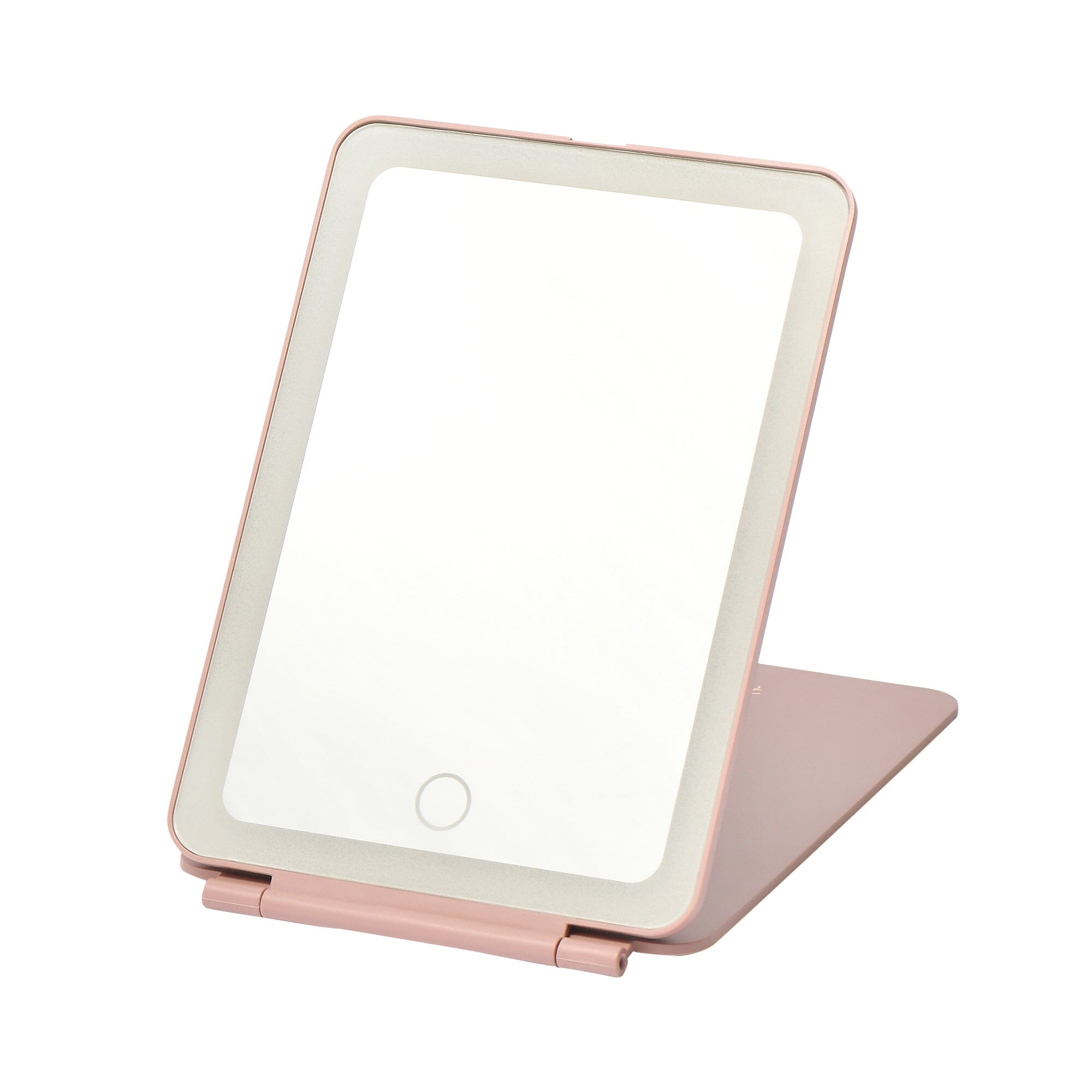 Pink LED Folding Mirror with Lights - Portable Vanity Mirror for Makeup, Travel, and Home Use
