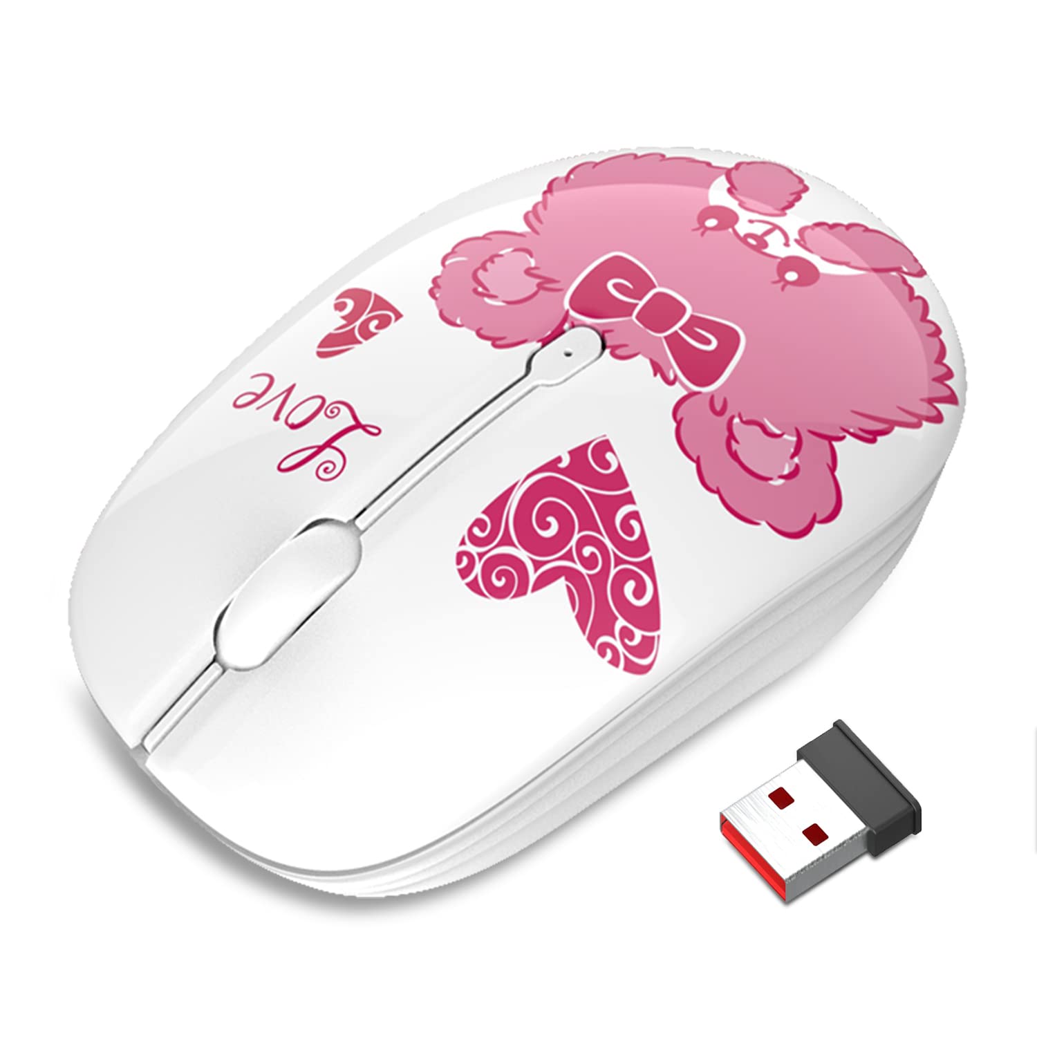 SIBOLOO 2.4GHz Wireless Mouse with USB Receiver - Silent Click, Portable Optical Mouse for PC, Laptop, Notebook, MacBook - Ideal for Office, Home, Travel & Gaming (Bear Design)