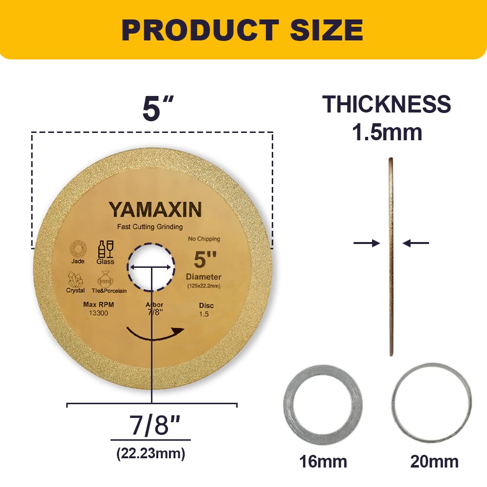 5 Inch Diamond Glass Cutting Disc - Ultra Thin Grinding Wheel for Angle Grinder with 4/5