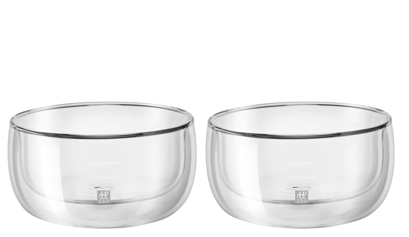 ZWILLING Sorrento Double Wall Glass Dessert Cups Set of 2 - 280ml Modern Insulated Tumblers for Cold Drinks, Dishwasher & Microwave Safe - Perfect for Ice Cream, Parfaits & Cocktails at Home or Parties