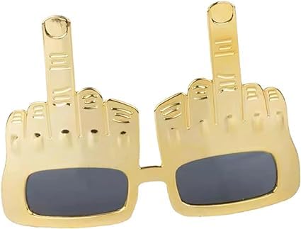 1Pc Golden Tricky Middle Finger Sunglasses - Women's Funny Novelty Eyewear for Parties, Halloween & Costume Events - Creative Flip Off Hand Shape Sunglasses for Bachelorette, Girls Night Out & Prank Gifts