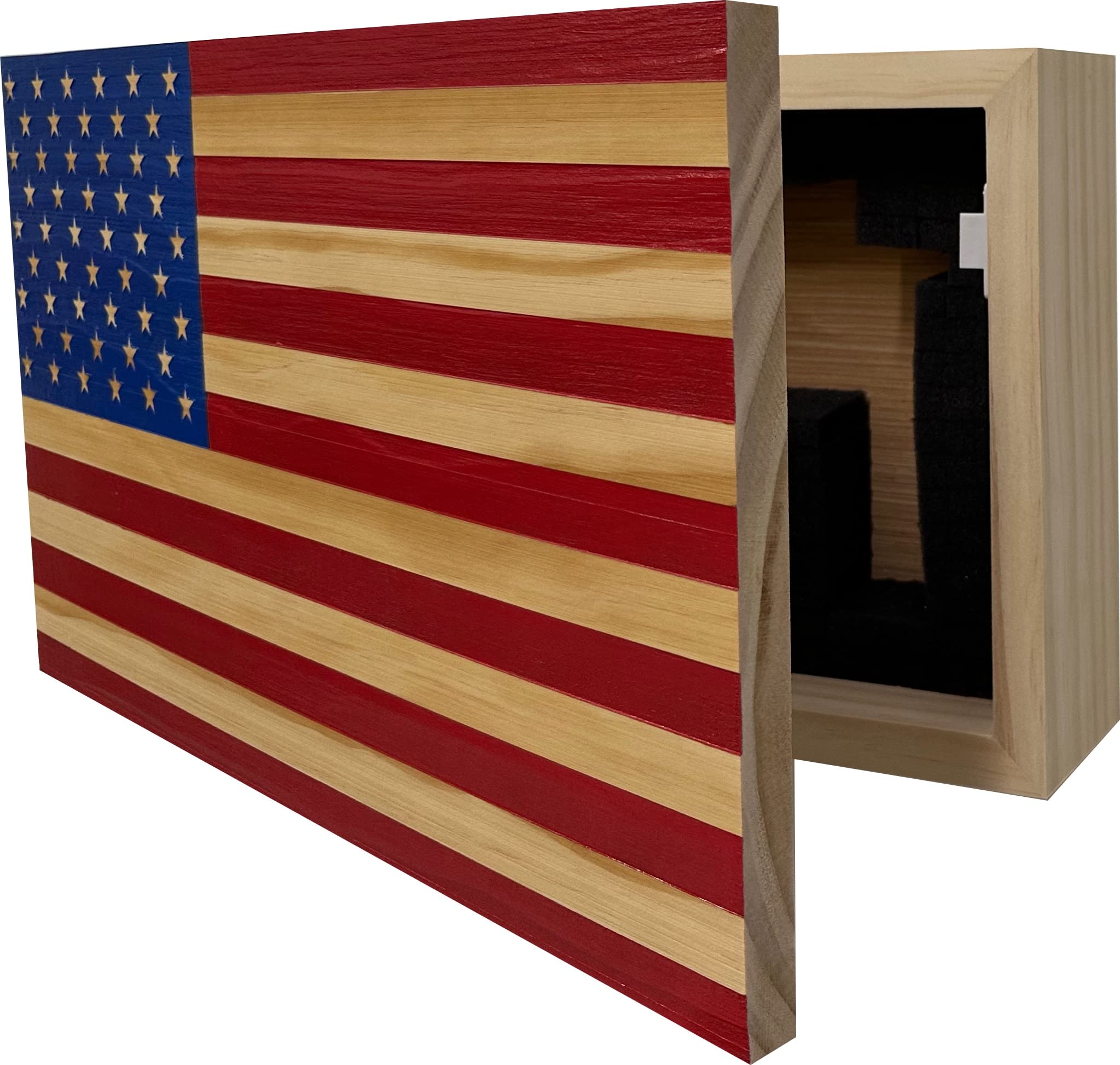 American Flag Concealed Gun Cabinet - Hidden Gun Storage Safe with Patriotic Red & Blue Design | Perfect for Home Security & Firearm Protection