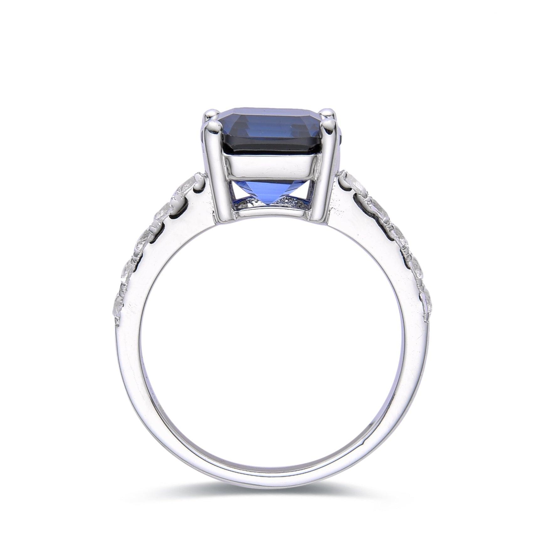 Exquisite Ceylon Sapphire Asscher Cut Ring – Vintage Inspired Engagement & Wedding Jewelry for Women – Perfect for Anniversaries, Proposals & Special Occasions