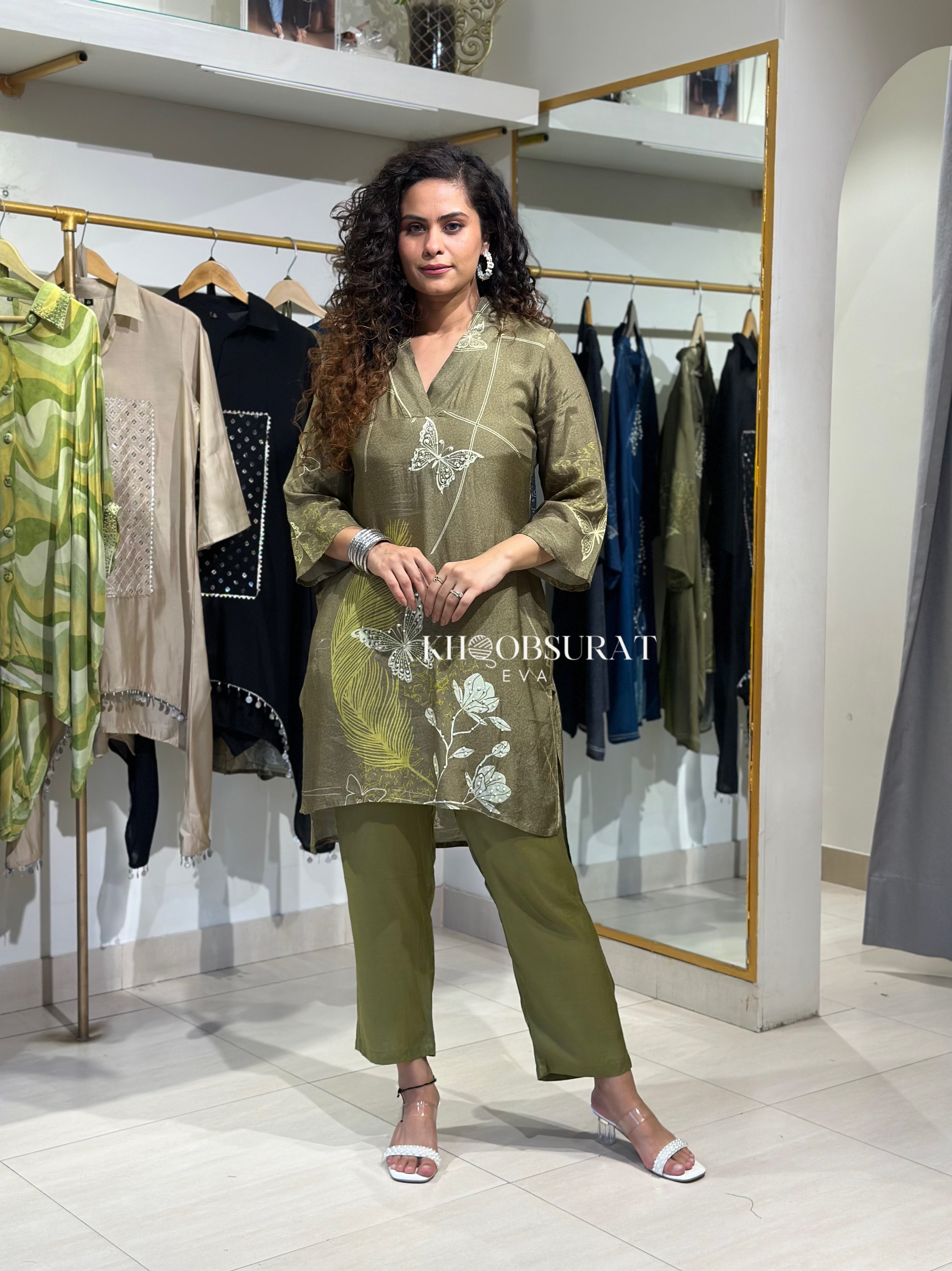 Green Goddess Glamour Coord Set - Women's Stylish Matching Outfit for Casual Wear, Date Night & Vacation | Trendy Two-Piece Set