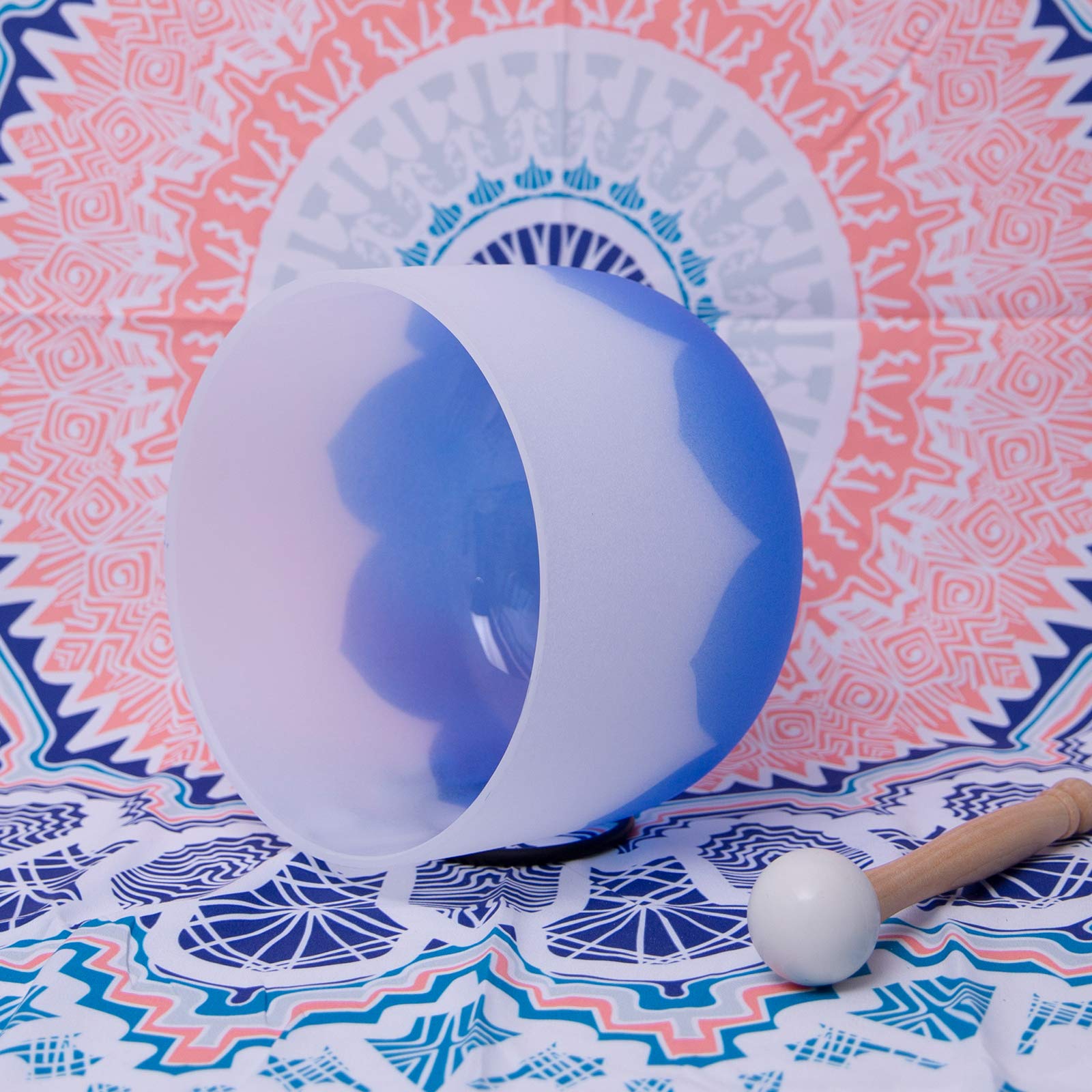 10 Inch Lotus Designed Frosted G Note Throat Chakra Quartz Crystal Singing Bowl with Carrier Mallet & O-Ring - Perfect for Meditation, Sound Healing, Yoga, and Chakra Balancing