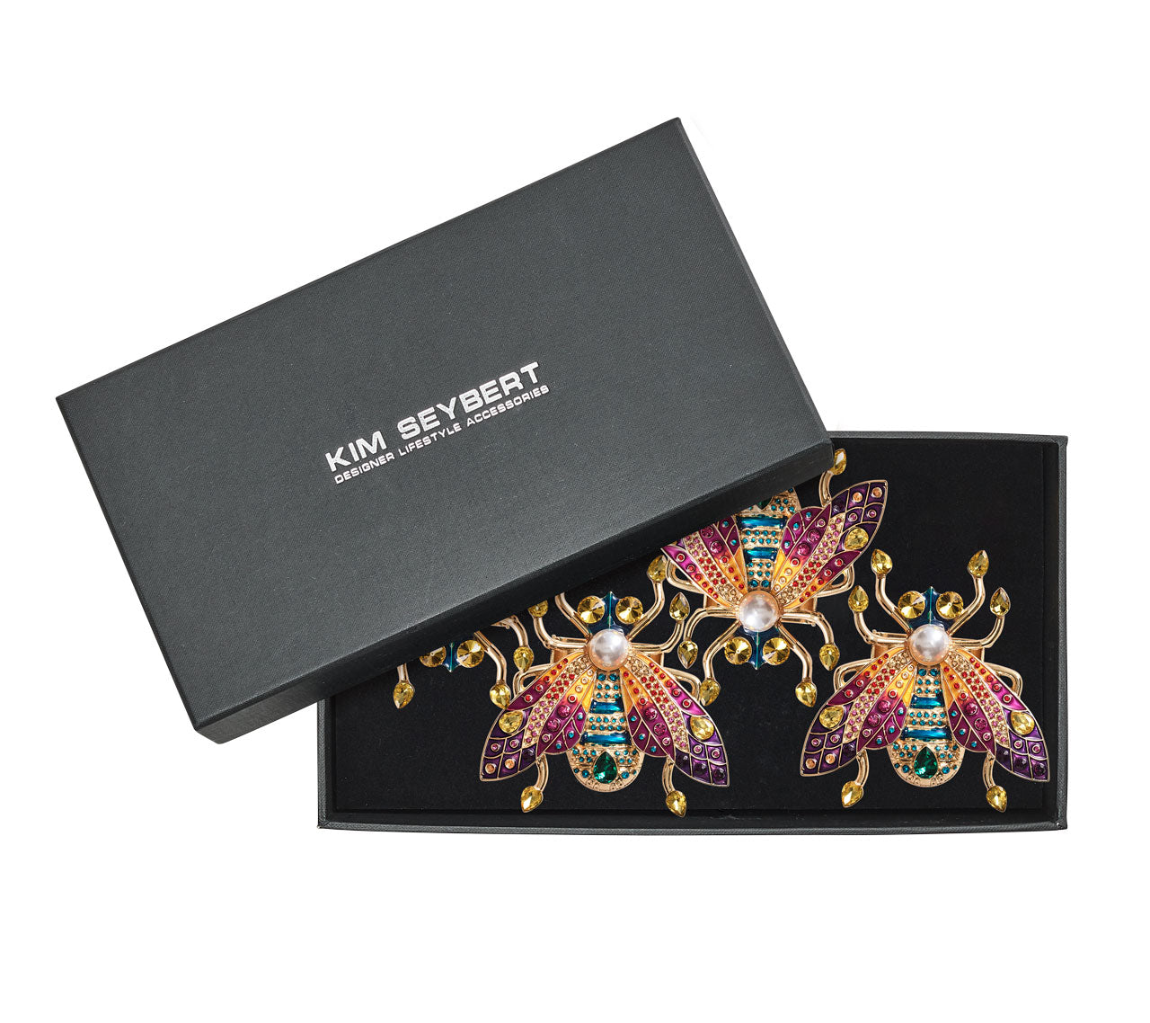 Elegant Glam Fly Napkin Rings Set of 4 - Premium Gift Box for Wedding, Party & Holiday Table Decor