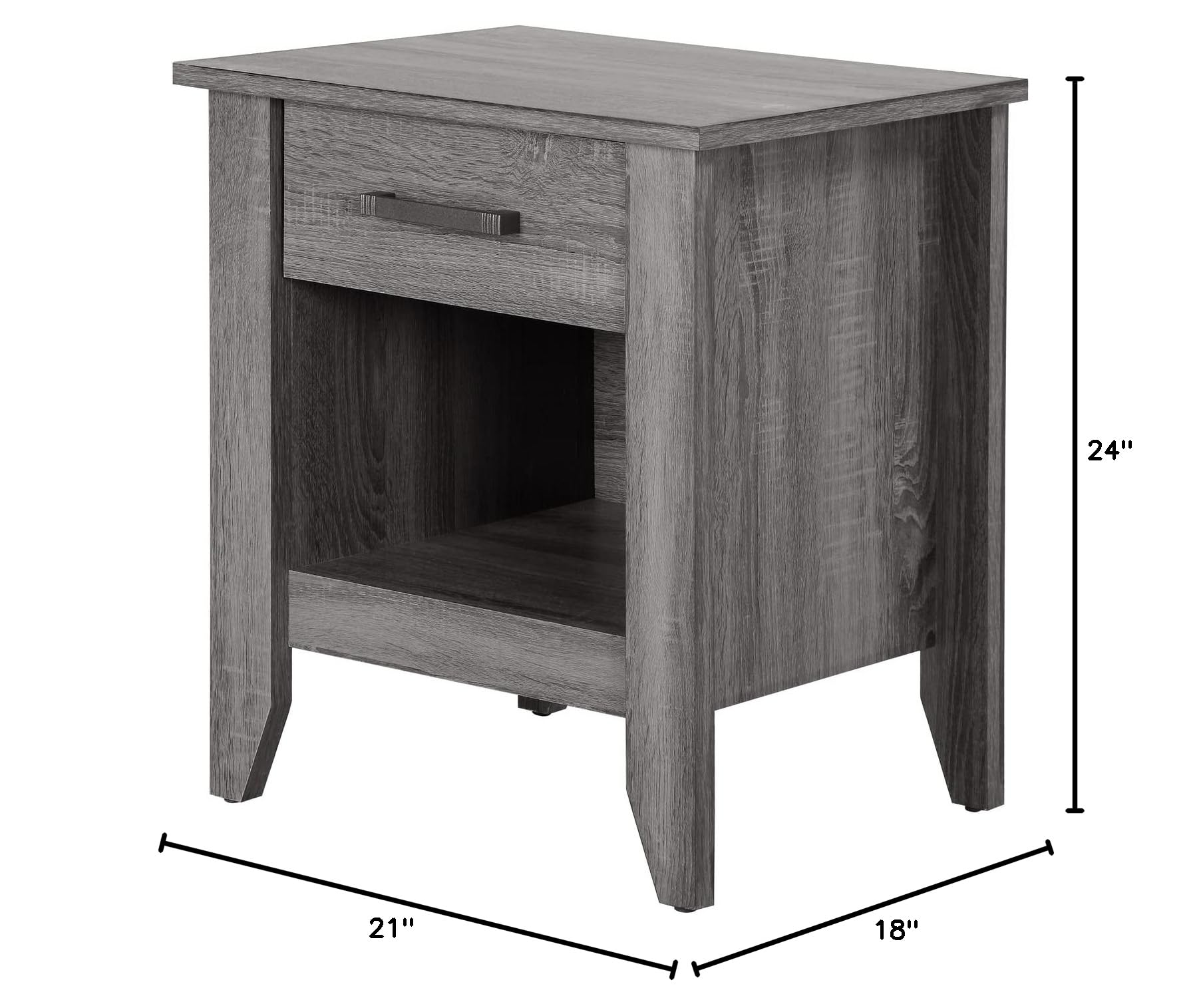 Glory Furniture Lennox 1-Drawer Nightstand in Gray - Modern Bedside Table for Bedroom, Living Room & Guest Room