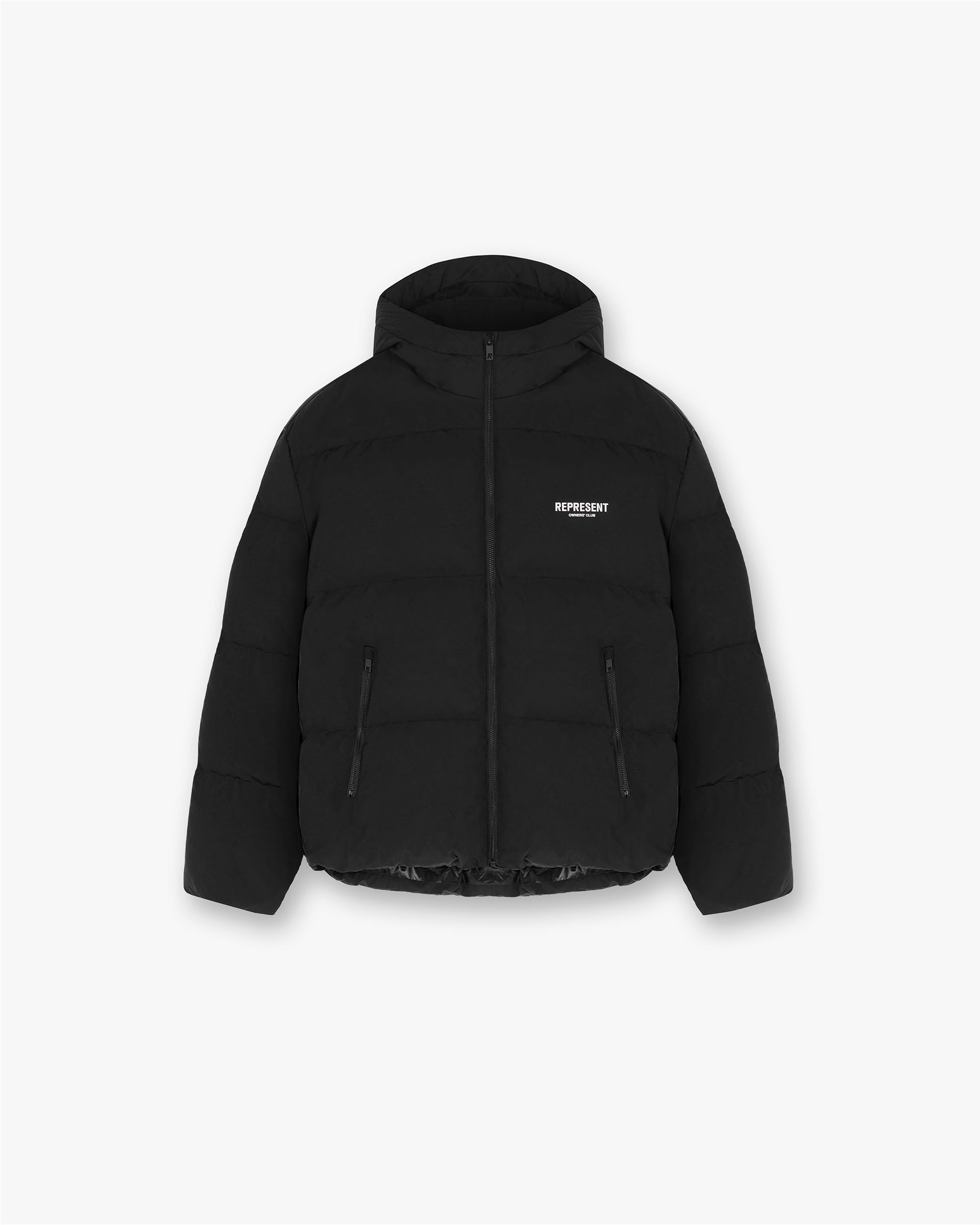 Represent Owners Club Hooded Puffer Jacket - Black | Winter Warm Fashion Coat for Men & Women | Perfect for Streetwear, Urban Outfits & Cold Weather