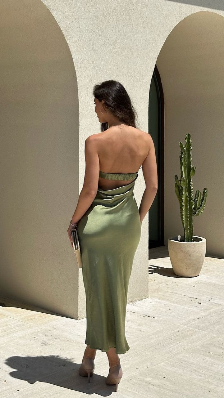 Gisele Maxi Dress for Women - Olive Green Long Flowy Summer Dress - Perfect for Beach, Vacation & Casual Outings