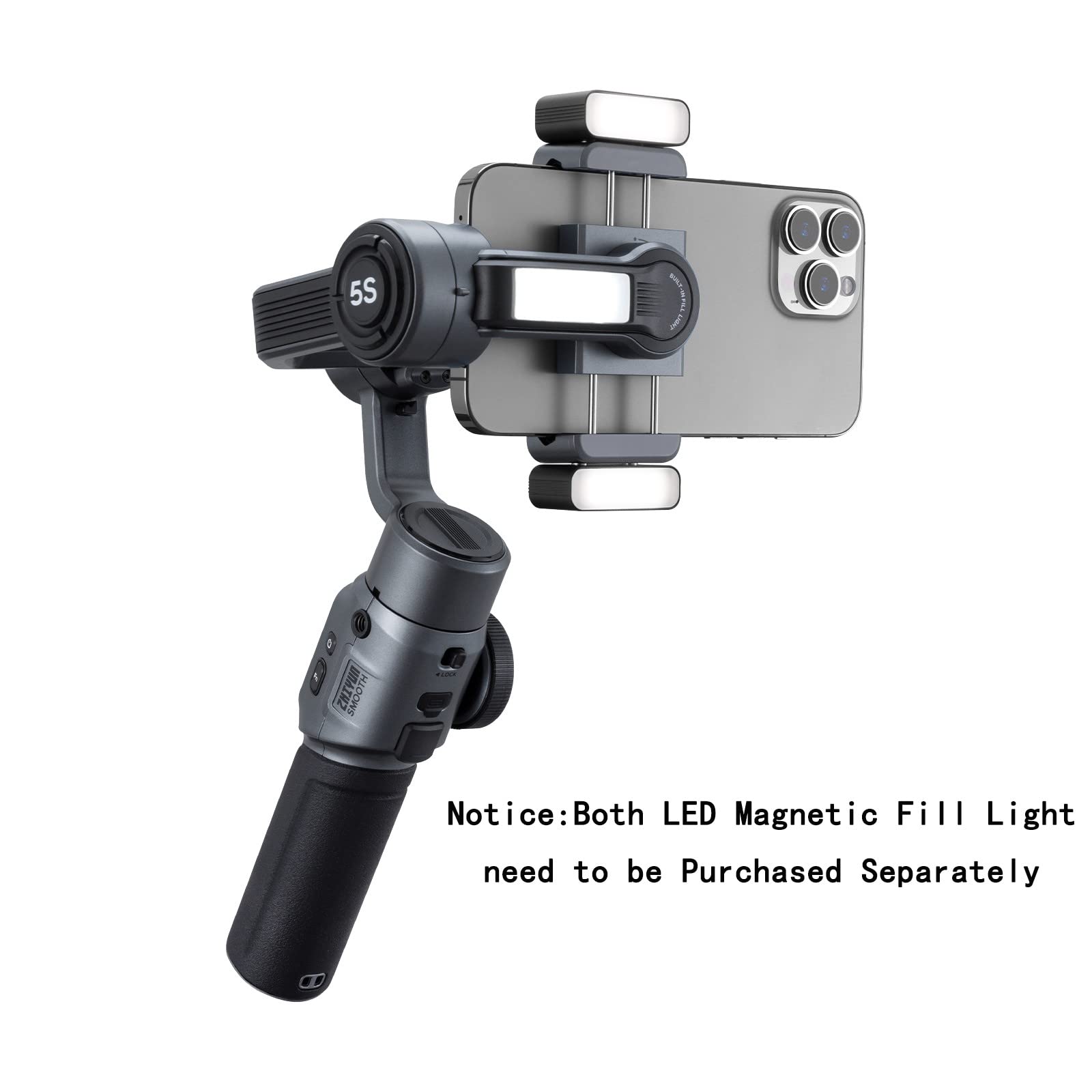 Zhiyun Smooth 5S 3-Axis Smartphone Gimbal Stabilizer - Upgraded Version for iPhone 14/13/12/11 Pro Max/SE2/XS/XR/X/8 Plus & Android Phones - Perfect for Vlogging, YouTube, TikTok & Social Media Content Creation