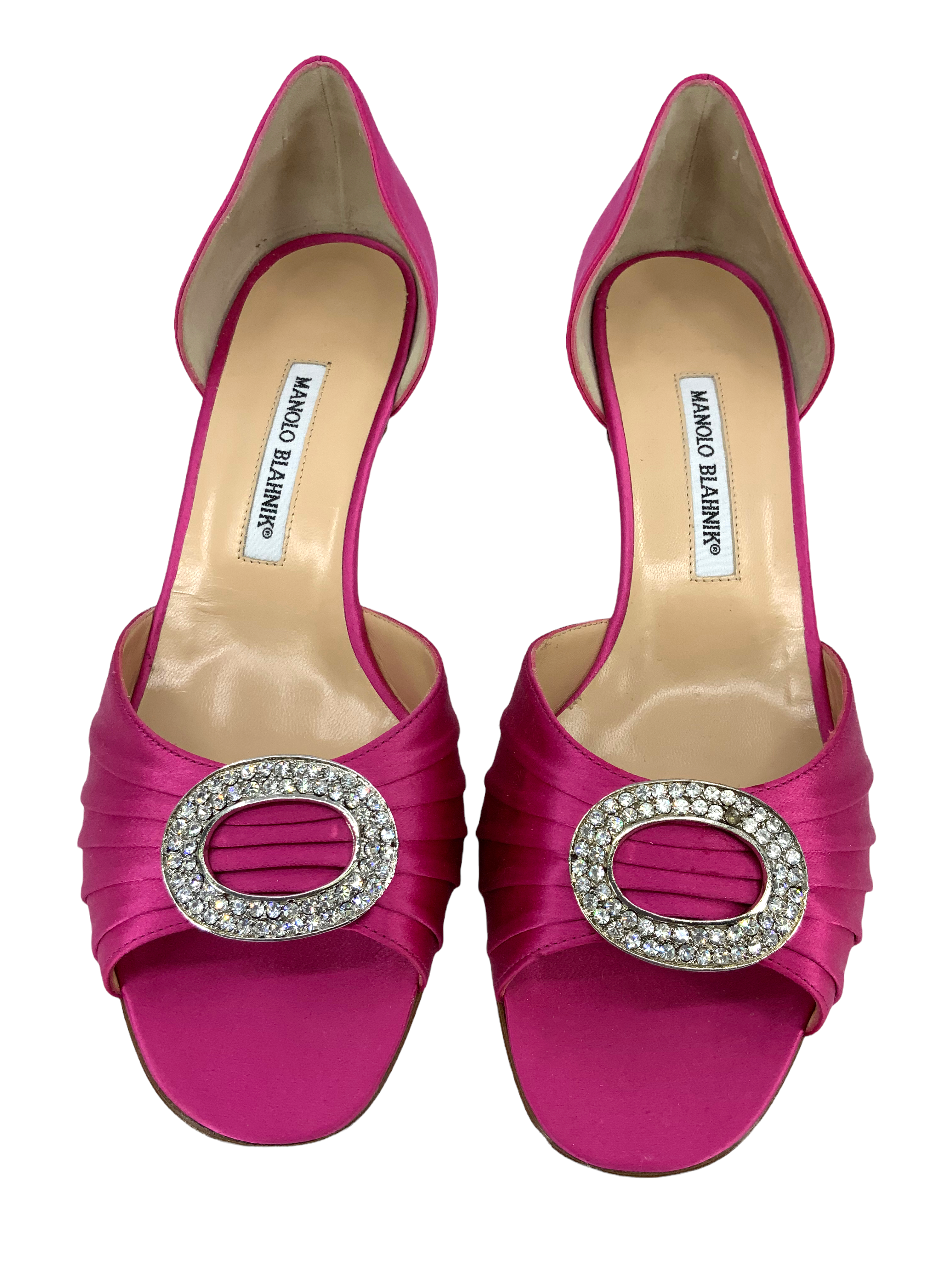 Manolo Blahnik Sedaraby Embellished Satin d'Orsay Pumps - Women's Luxury Heels Size 10.5 (US) - Perfect for Weddings, Parties & Special Occasions