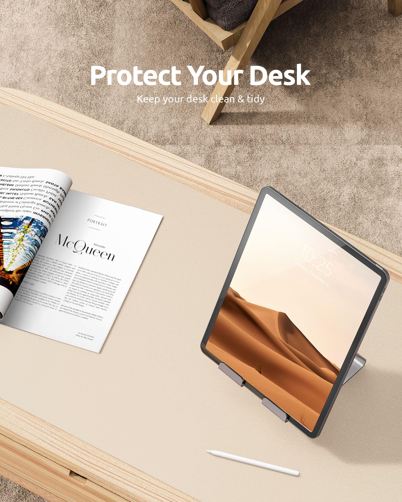 YSAGi Premium PU Leather Desk Pad Protector - Non-Slip Large Mouse Pad & Office Desk Mat (23.6