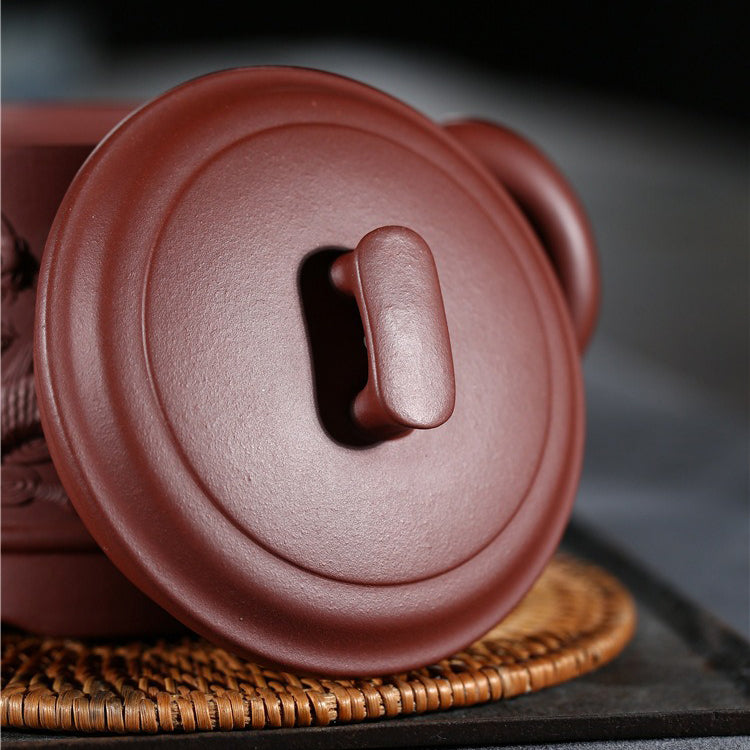 Premium Yixing Purple Clay Tea Mug with Hand-Carved Dragon Design - Authentic Chinese Teapot for Gongfu Tea Ceremony, Gift for Tea Lovers, Perfect for Home & Office Use