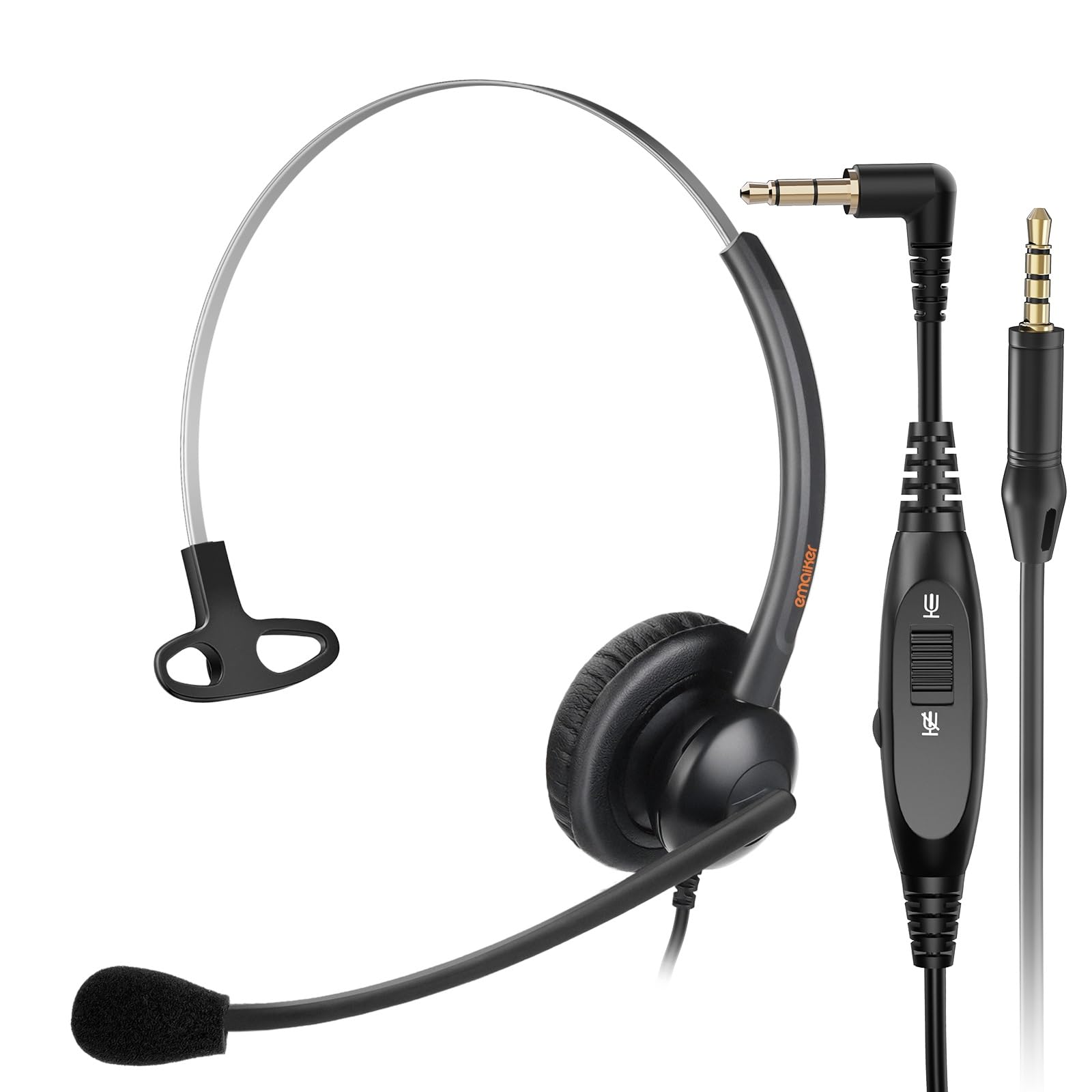 Noise Canceling Office Headset with 2.5mm Connector for Cisco SPA & Polycom Phones - Compatible with Smartphones & Laptops via 3.5mm Adapter - Perfect for Remote Work, Call Centers & Home Office Communication