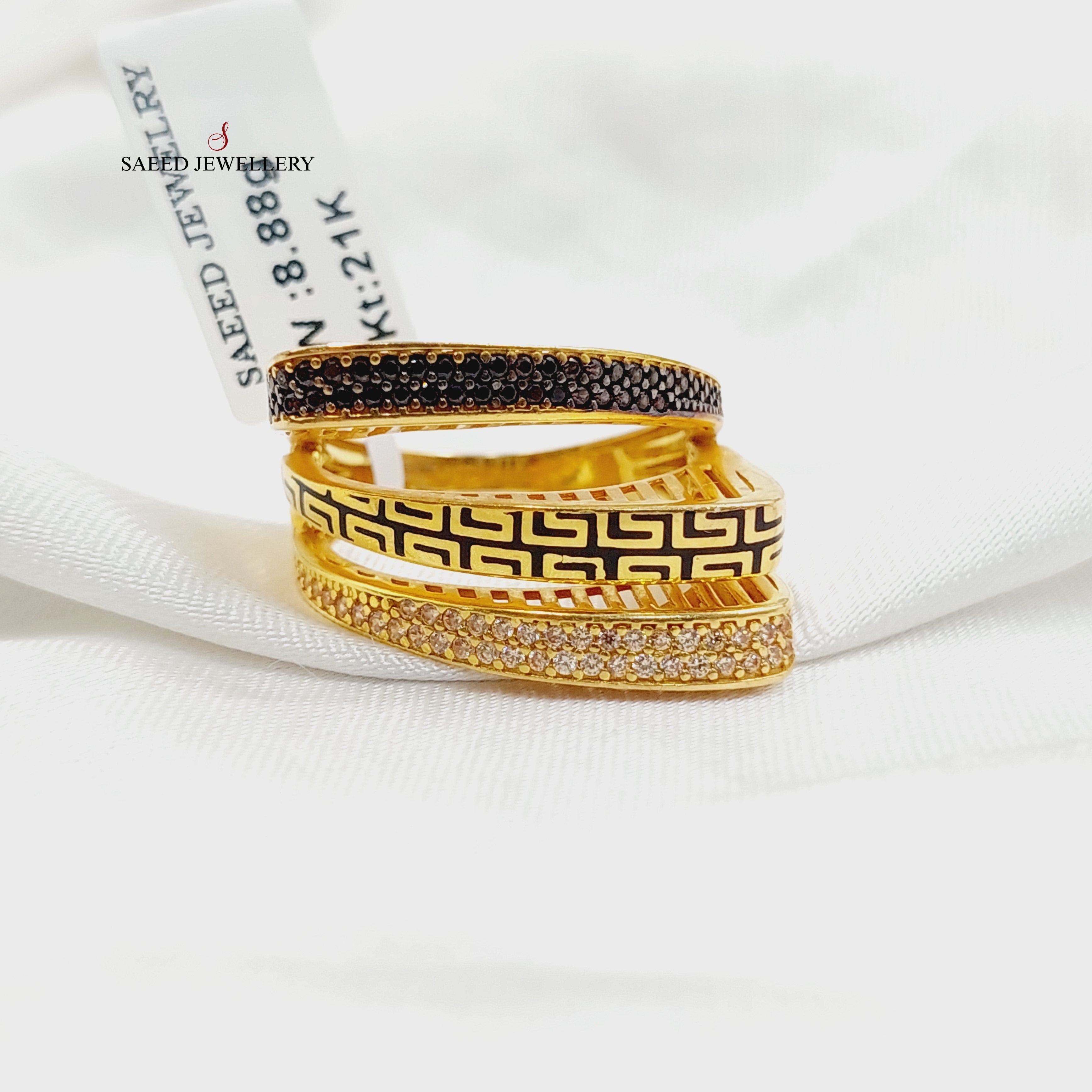Enameled & Zircon Studded Pyramid Ring for Women - Gothic Punk Jewelry, Unique Statement Piece for Parties, Concerts & Everyday Wear