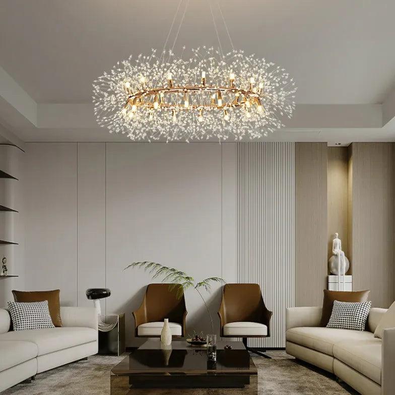 Star Branches Crystal Gold Chandelier - Elegant Ceiling Light Fixture for Dining Room, Living Room & Bedroom Decor | Modern Luxury Lighting for Home & Wedding Venues