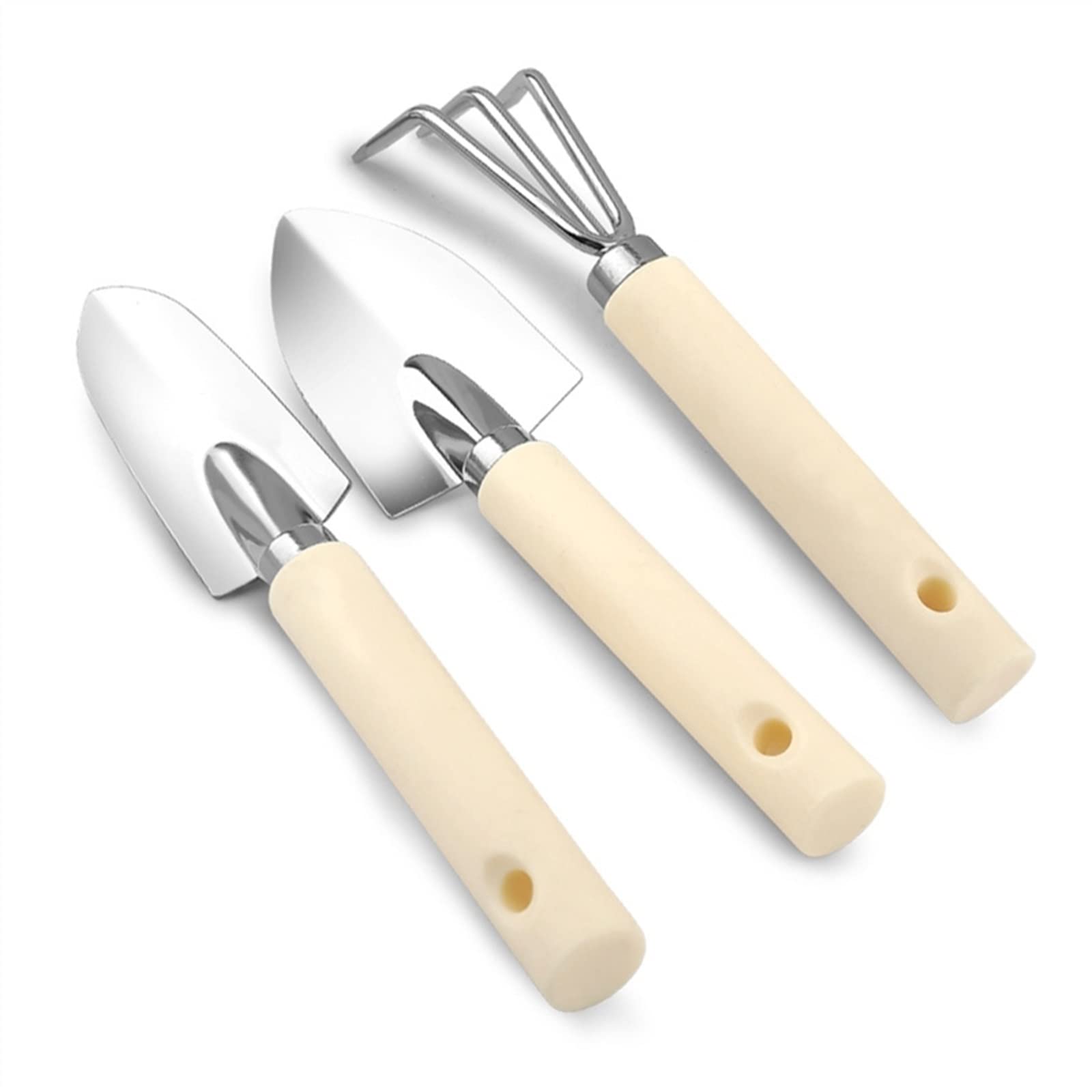 3-Piece Mini Garden Shovel Rake Spade Set - Wooden Handle Bonsai Tools for Potted Plants, Flowers & Gardening - Perfect for Indoor Herb Gardens, Succulent Care & Small Space Gardening (Color: 01)
