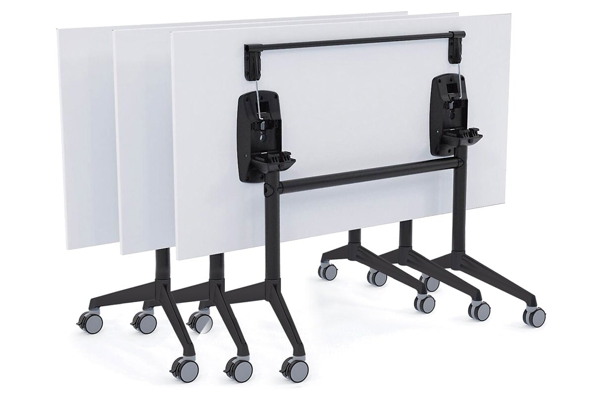 Flip Top Folding Mobile Meeting Room Table - 1200L x 700W Blackjack - Portable Conference Table for Office, Events & Home Workspace