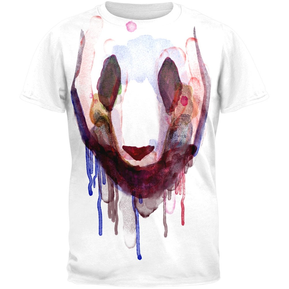 Watercolor Drip Panda Print Adult T-Shirt - Soft Cotton Graphic Tee for Men & Women - Perfect for Casual Wear, Street Style & Panda Lovers