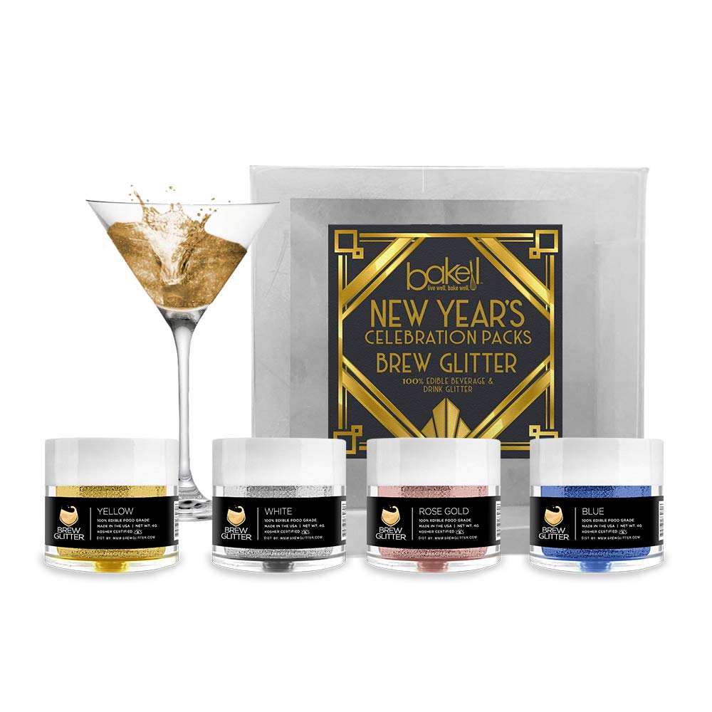**Holiday Edible Drink Glitter Combo Pack (4g Jars) | Assorted Sparkling Glitter for Beer, Cocktails, Soft Drinks & Beverages | Perfect for New Year, Christmas & Party Celebrations**