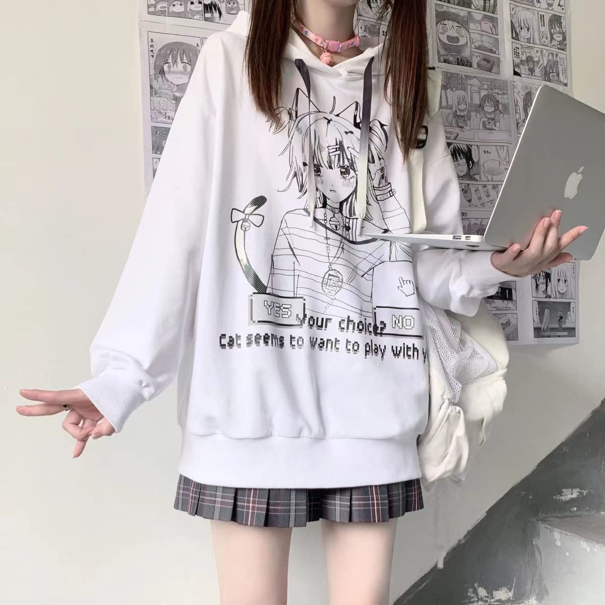 YUESUO Japanese Harajuku Kawaii Anime Girl Hoodie - Cute Oversized Emo Gothic Sweatshirt for Teens | JK Fashion, Cosplay & Streetwear Outfits