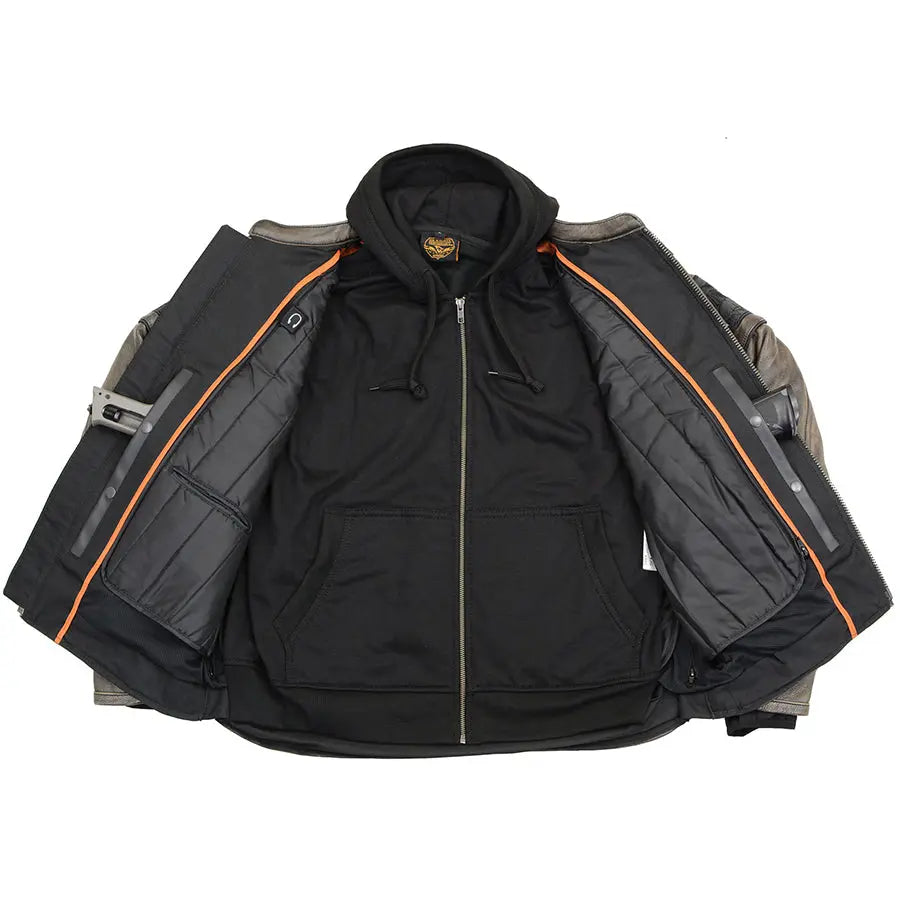 Milwaukee Leather Men's Distressed Brown Motorcycle Jacket with Reflective Skull Design - Stylish Biker Jacket for Scooter Riders & Urban Commuters