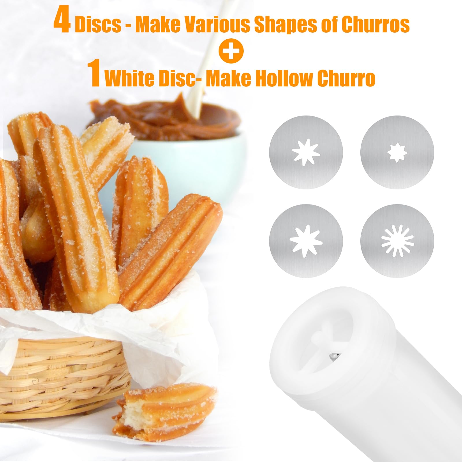 Churro Maker Kit - Hollow Churro Machine with Piping Bag, 5 Nozzles & 2 Cleaning Brushes for Homemade Churros - Perfect Gift for Baking Enthusiasts - Ideal for Parties, Family Gatherings & Holiday Treats