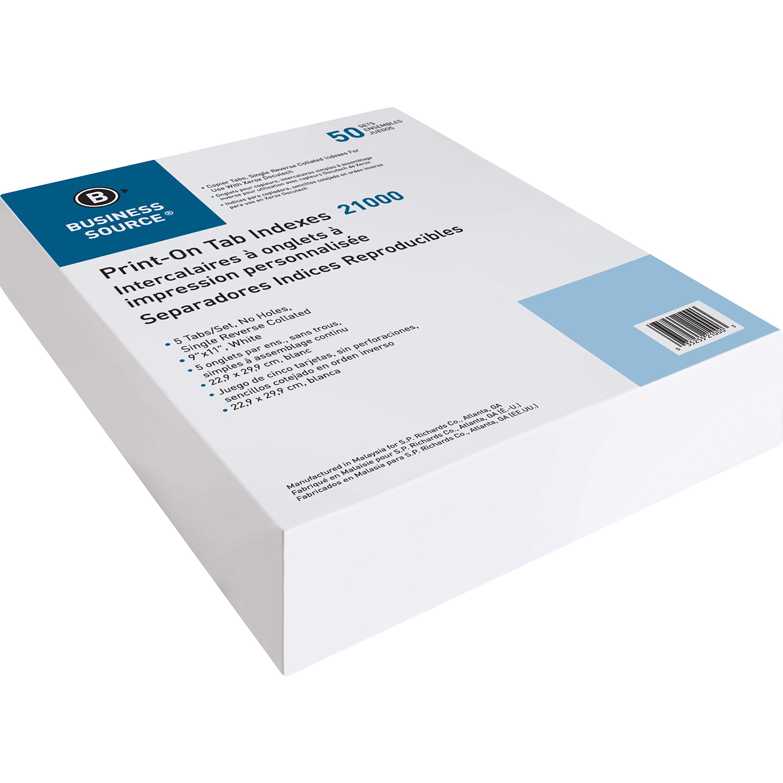 Business Source Tab Printer Economy Index Dividers - White | Office File Organizer for Documents, Reports & Filing Systems