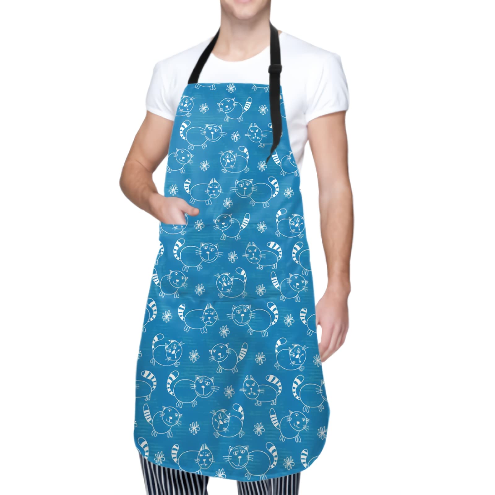 Adjustable Unisex Kitchen Bib for Cooking, Baking & Gardening - Adult Size Waterproof Apron for Messy Cooking & Outdoor Activities
