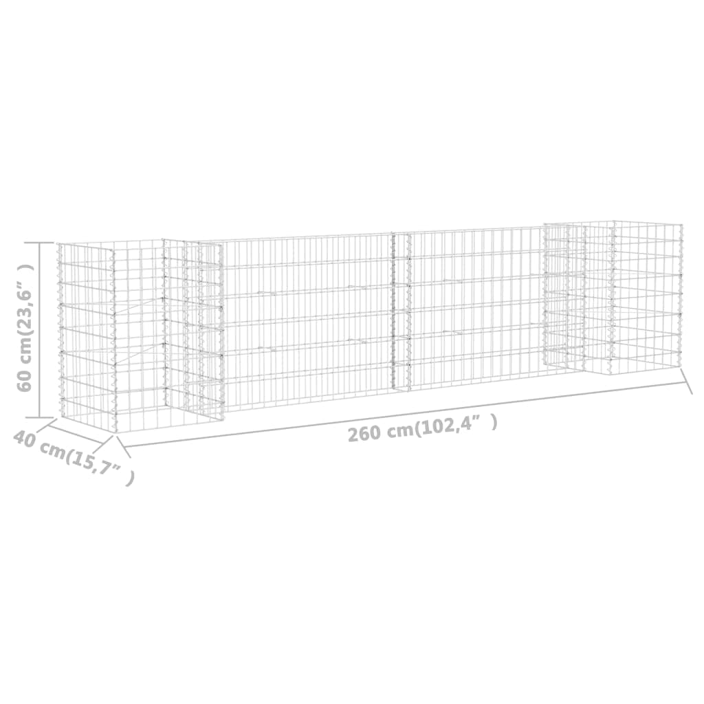 CHARMMA Gabion Cages - Heavy Duty H-Shaped Steel Wire Gabion Basket Wall, Silver Finish, 102.4