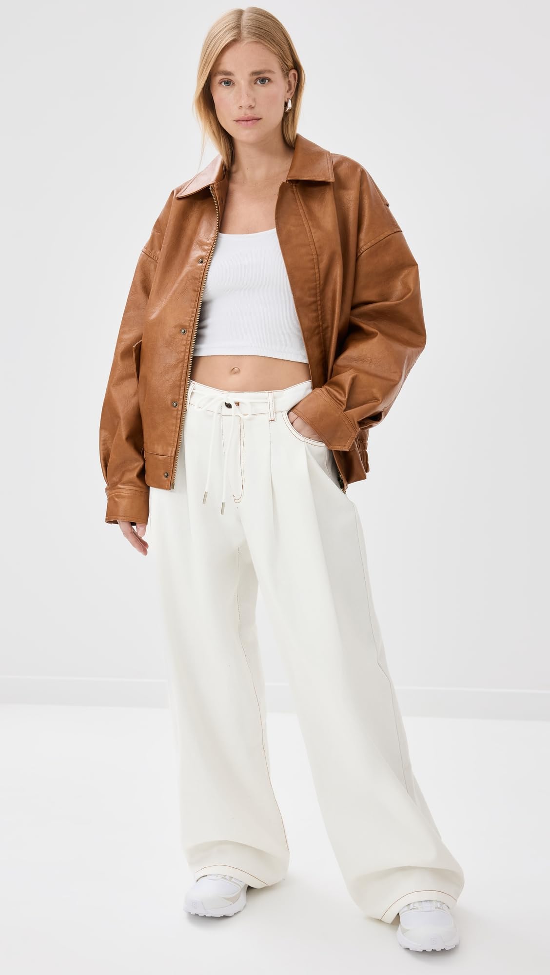 Women's Slouched Tie Up Jeans - High Waist Distressed Denim Pants for Casual Outfits & Streetwear Fashion