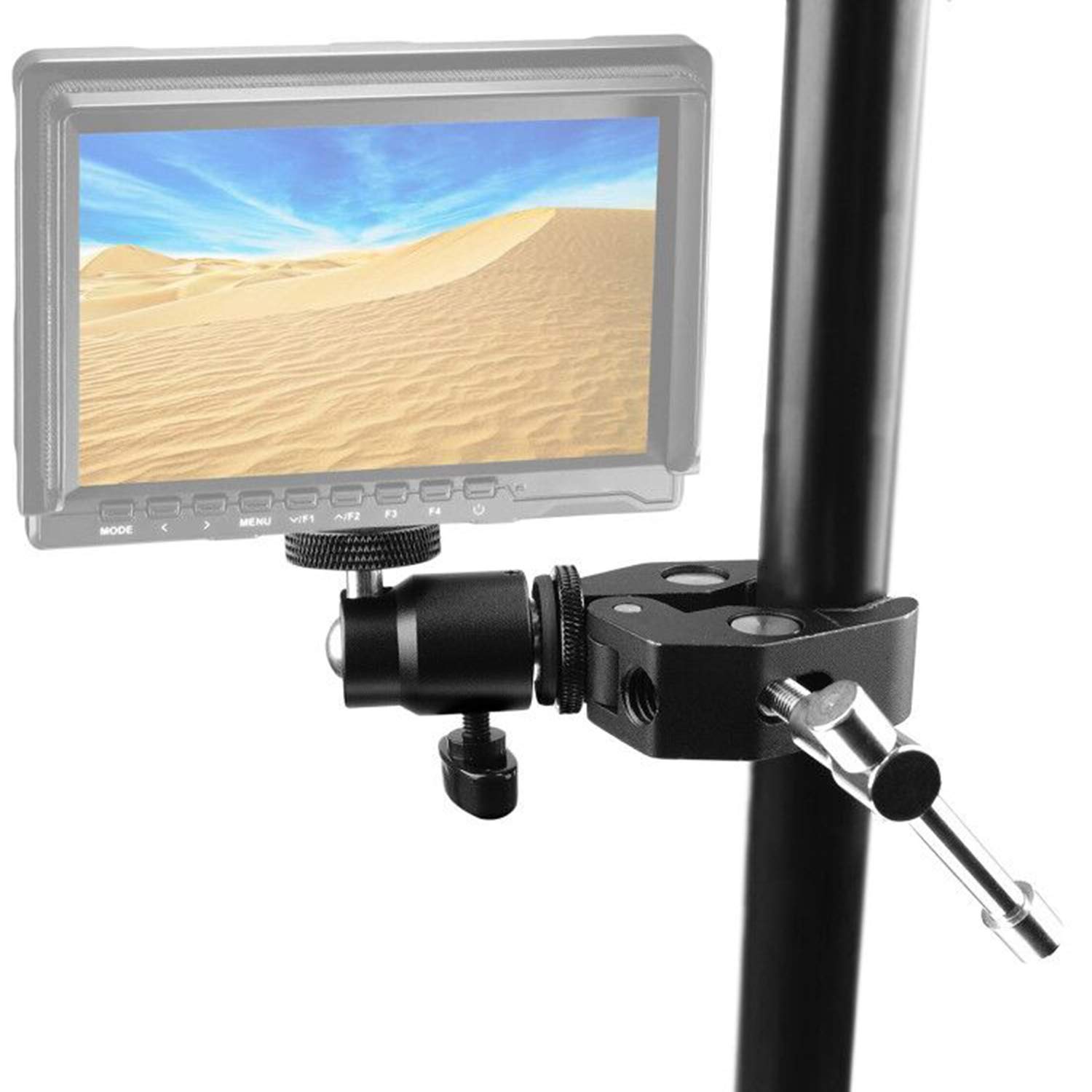 2 Pack ChromLives Camera Clamp Mount with Ball Head - Universal Super Clamp & Mini Hot Shoe Mount for LCD/DV Monitors, LED Lights, Microphones (1/4