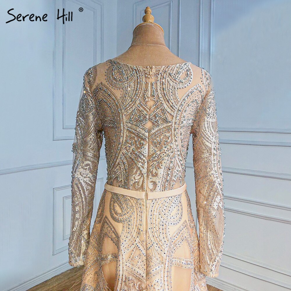Serene Hill Muslim Gold A-Line Evening Dresses for Women 2025 - Beaded Luxury Wedding Party Gowns LA70778 | Elegant Formal Wear for Bridal, Prom & Special Occasions