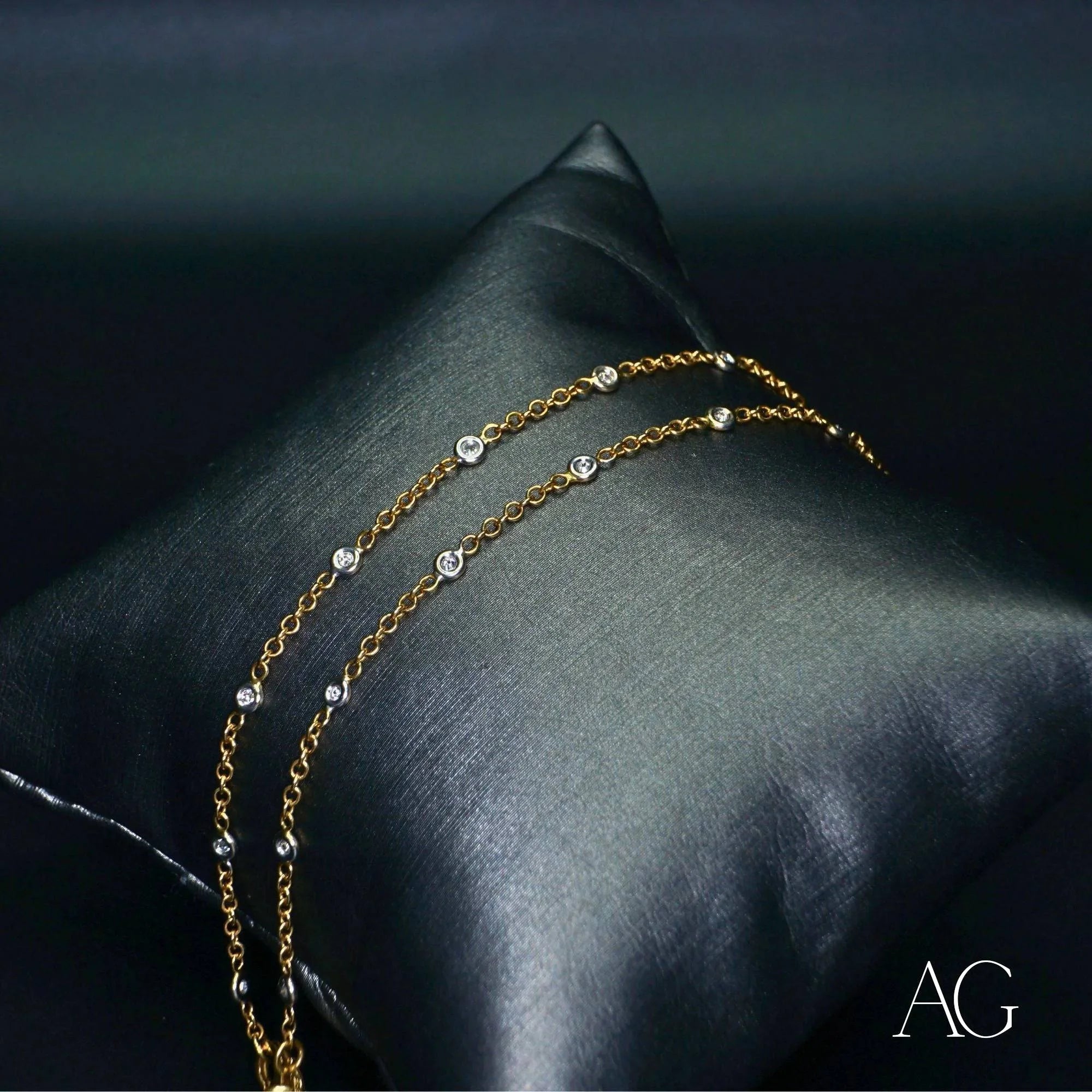 18K Gold Diamond Anklet with 19 Genuine Diamonds - Elegant Foot Jewelry for Women, Perfect for Weddings, Parties & Beach Vacations