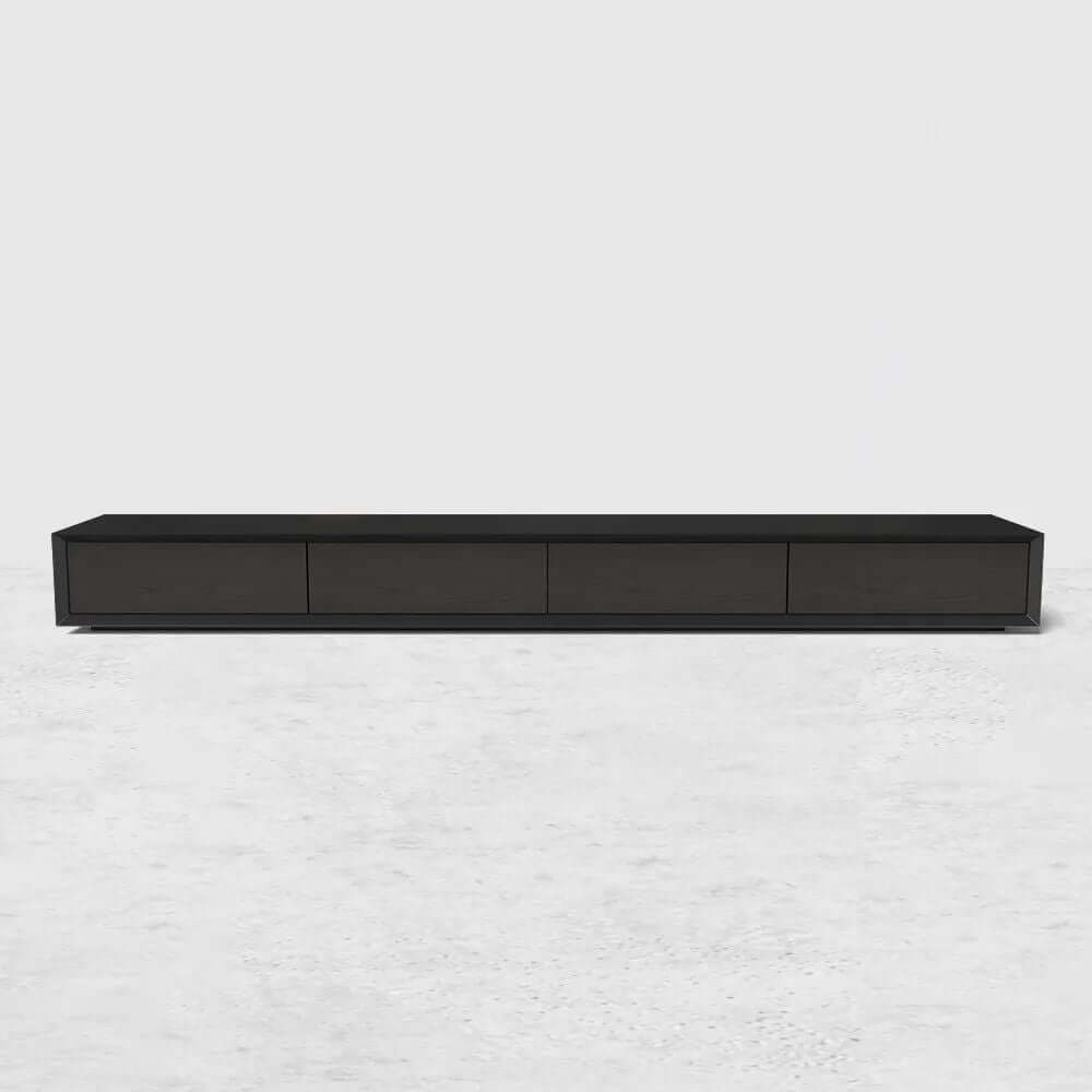 Modern Black Rectangular TV Stand Wood Media Console with 4 Drawers for TVs Up to 88