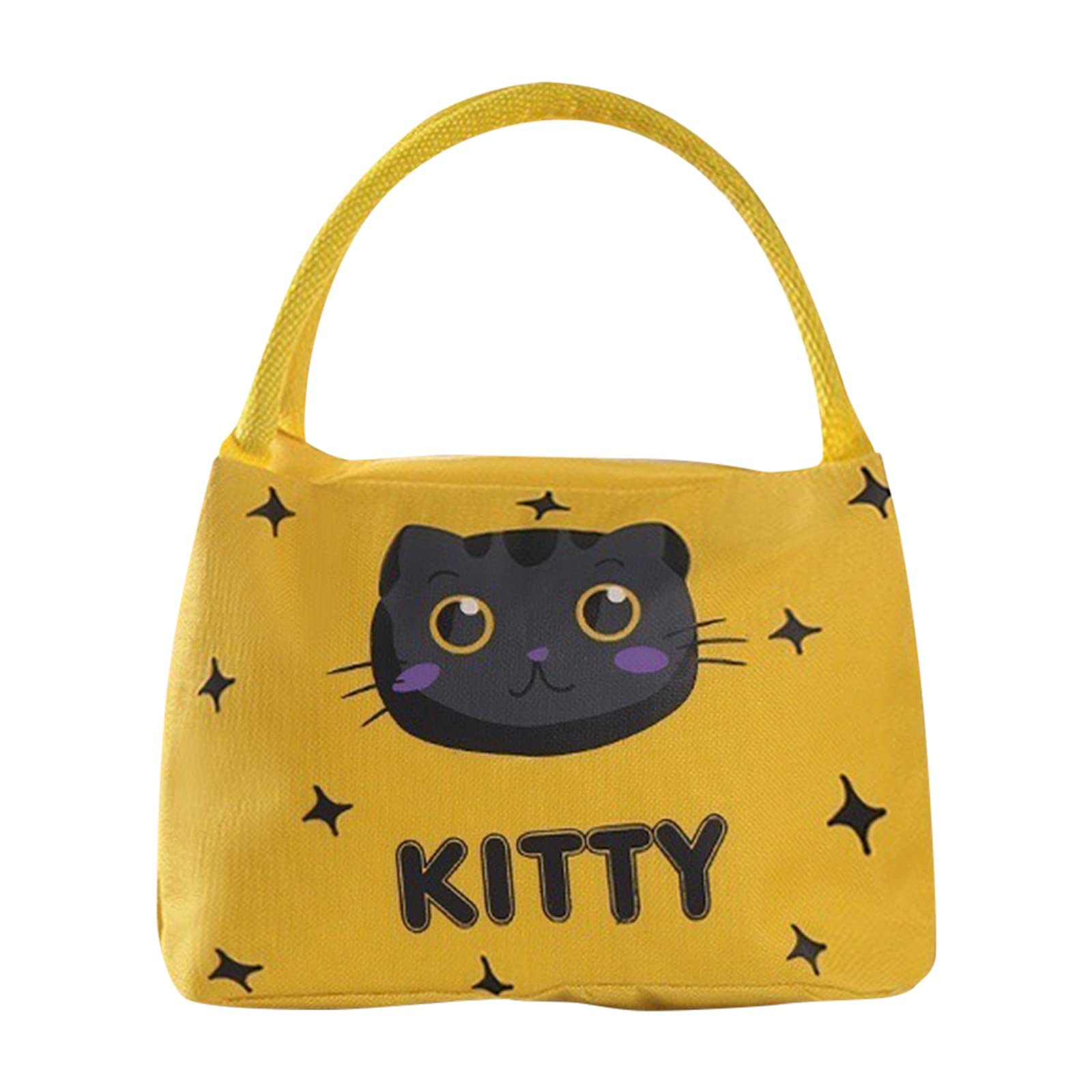 Cartoon Insulated Lunch Bag - Lightweight, Foldable & Waterproof Thermal Food Bag for Kids & Adults (Yellow, 1 Pack) - Perfect for School, Work, Picnics & Outdoor Activities