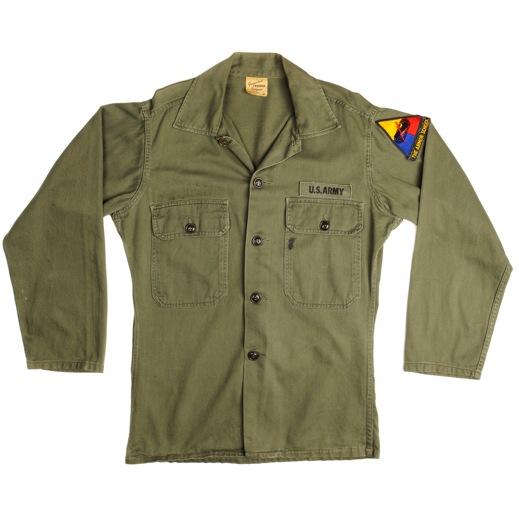 Vintage US Army Utility Shirt P-58 P58 1958-1962 Medium Size with Patch - Military Surplus & Outdoor Adventure Gear for Collectors & Reenactors