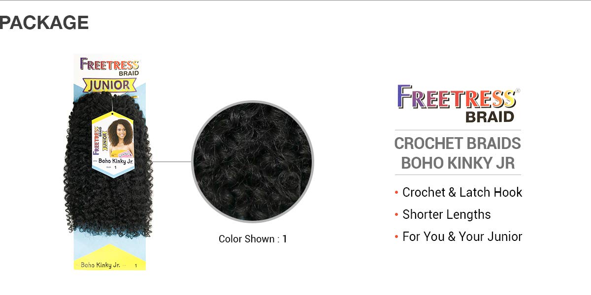Freetress Synthetic Crochet Braids - BOHO KINKY JR (2 Dark Brown) | Pre-Stretched Bohemian Braiding Hair for Women | Perfect for Protective Styles, Twist Outs & Everyday Wear