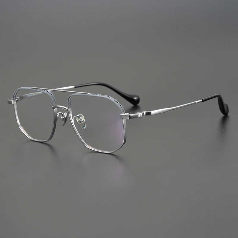 Aimee Unisex Full Rim Square Double Bridge Titanium Acetate Eyeglasses Frame 1350 - Lightweight Durable Glasses for Work, Reading & Fashion